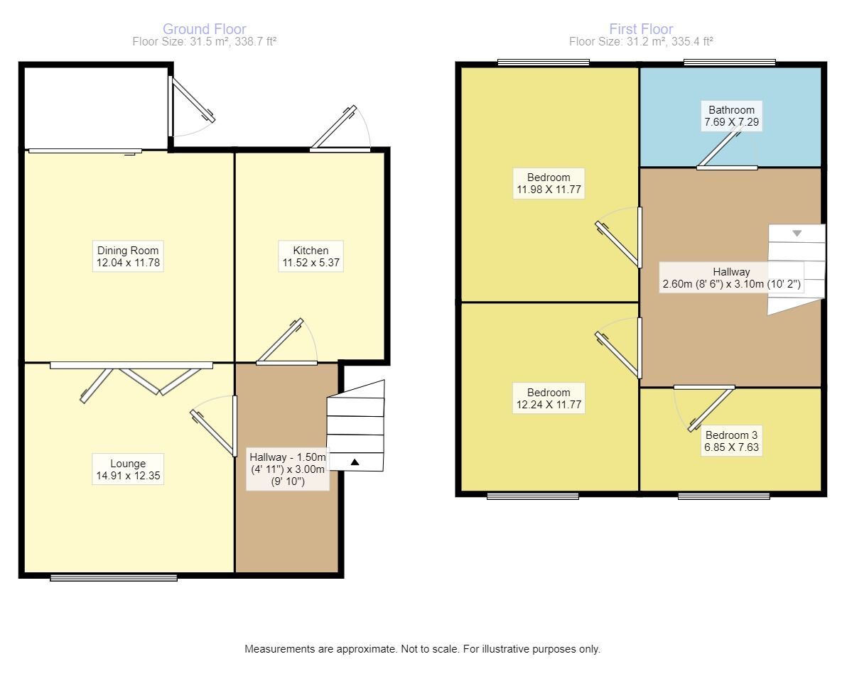 Floorplan of 3 bedroom Mid Terrace House to rent, The Avenue, Blaby, Leicestershire, LE8