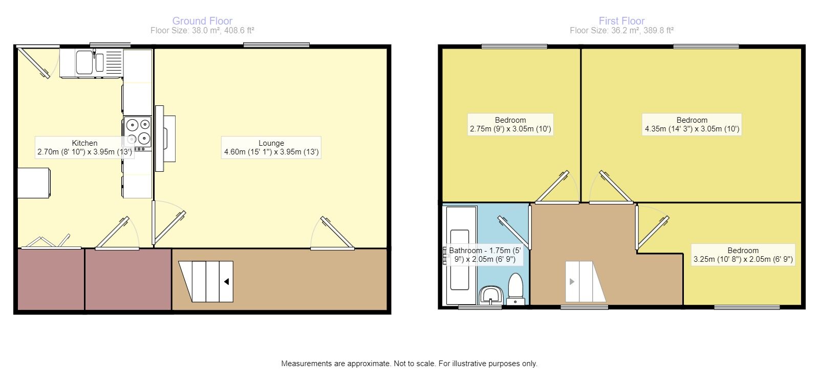 Floorplan of 3 bedroom Mid Terrace House to rent, Neville Terrace, Leeds, West Yorkshire, LS9