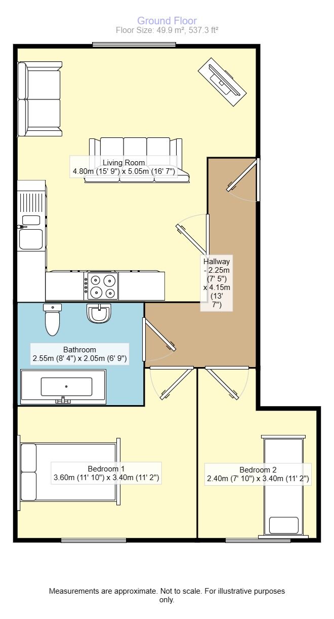 Floorplan of 2 bedroom  Flat to rent, Oak Tree Lane, Leeds, West Yorkshire, LS14