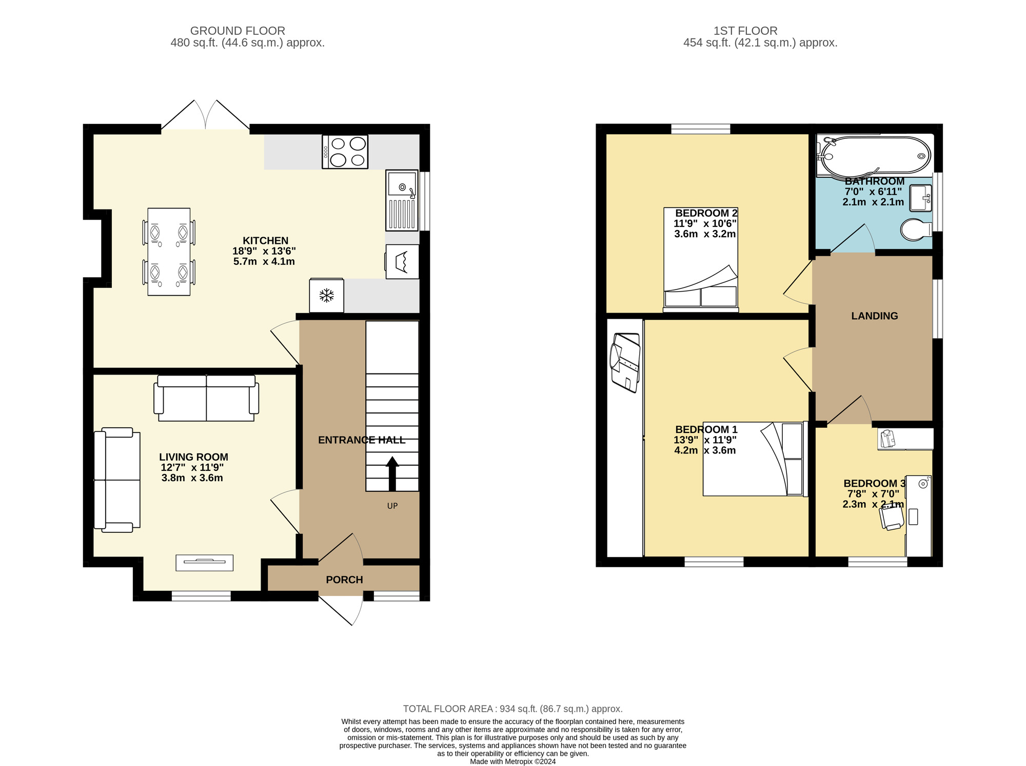 Floorplan of 3 bedroom End Terrace House to rent, Stanhope Drive, Horsforth, West Yorkshire, LS18