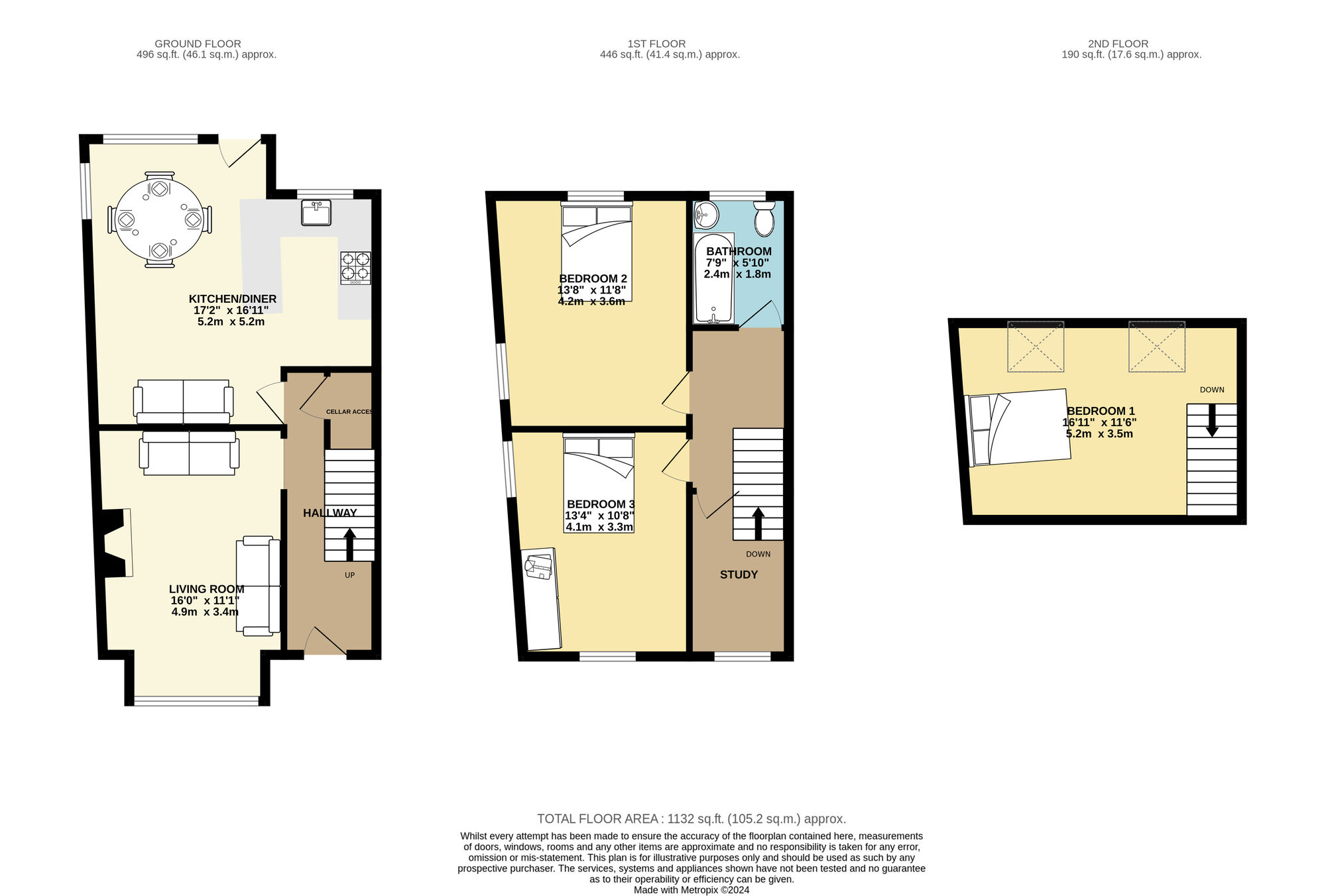 Floorplan of 3 bedroom End Terrace House for sale, Marshall Avenue, Leeds, West Yorkshire, LS15