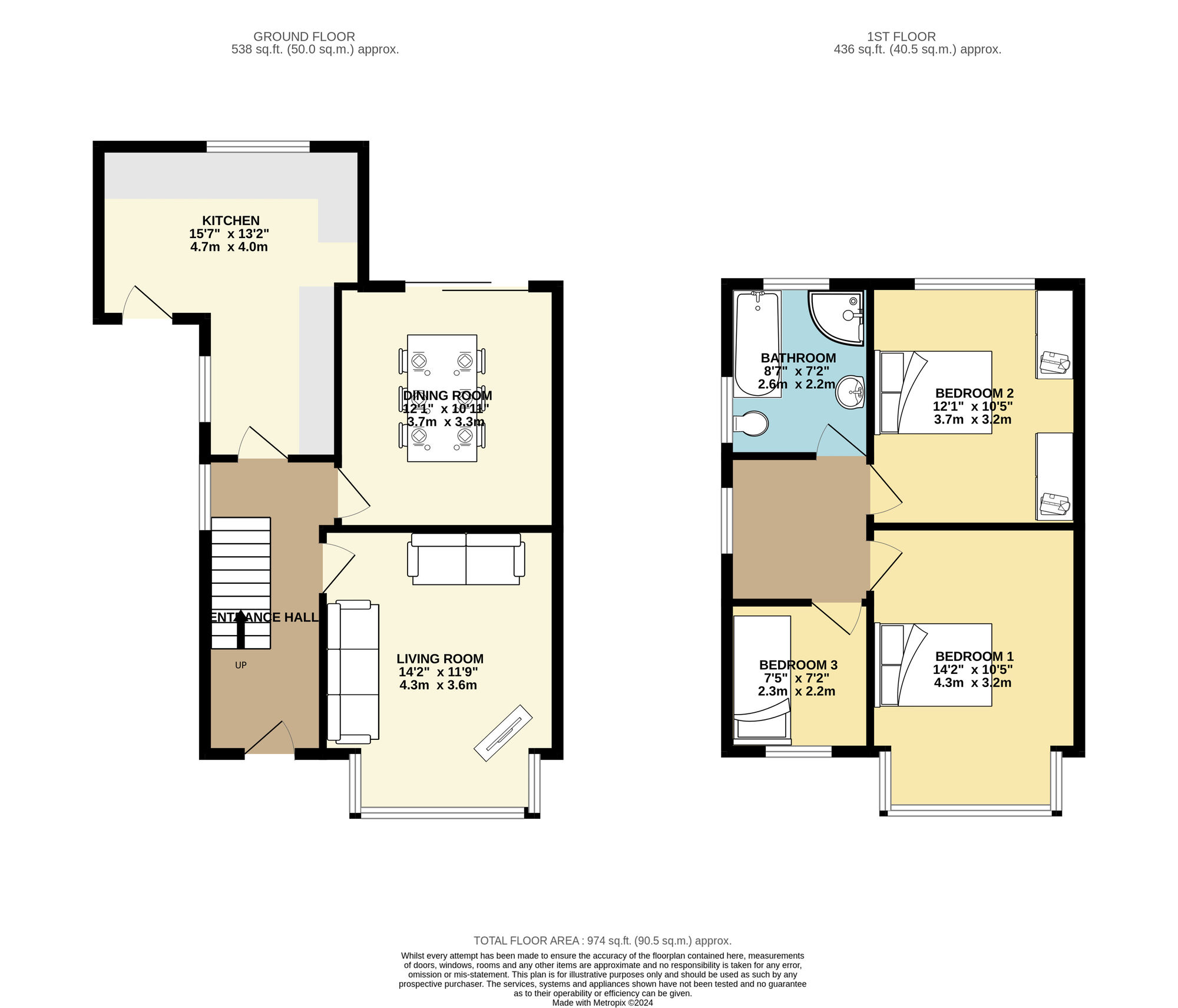 Floorplan of 3 bedroom Semi Detached House for sale, Cross Valley Drive, Leeds, West Yorkshire, LS15