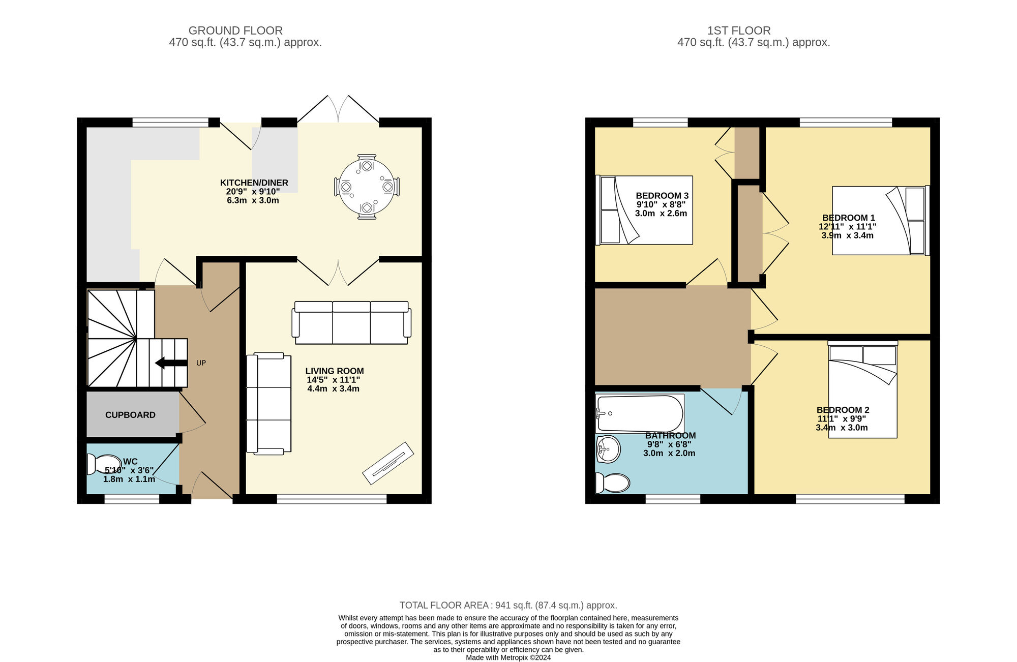 Floorplan of 3 bedroom Mid Terrace House for sale, Coal Road, Leeds, West Yorkshire, LS14