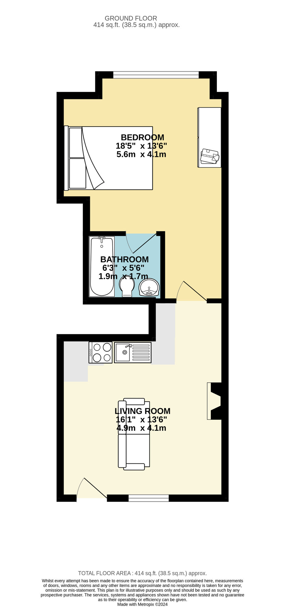 Floorplan of 1 bedroom  Flat to rent, Back William Avenue, Leeds, West Yorkshire, LS15