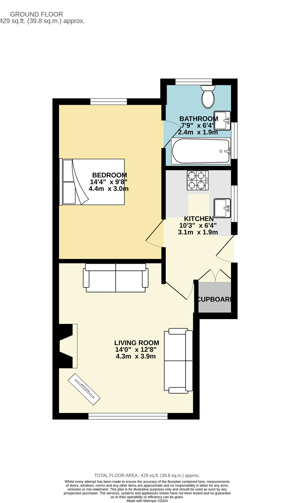 Floorplan of 1 bedroom  Flat for sale, Pendas Way, Leeds, West Yorkshire, LS15