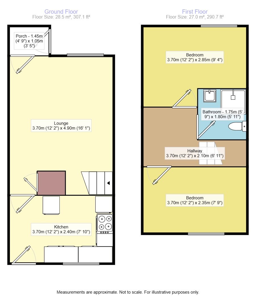 Floorplan of 2 bedroom Mid Terrace House for sale, The Spinney, Leeds, West Yorkshire, LS9