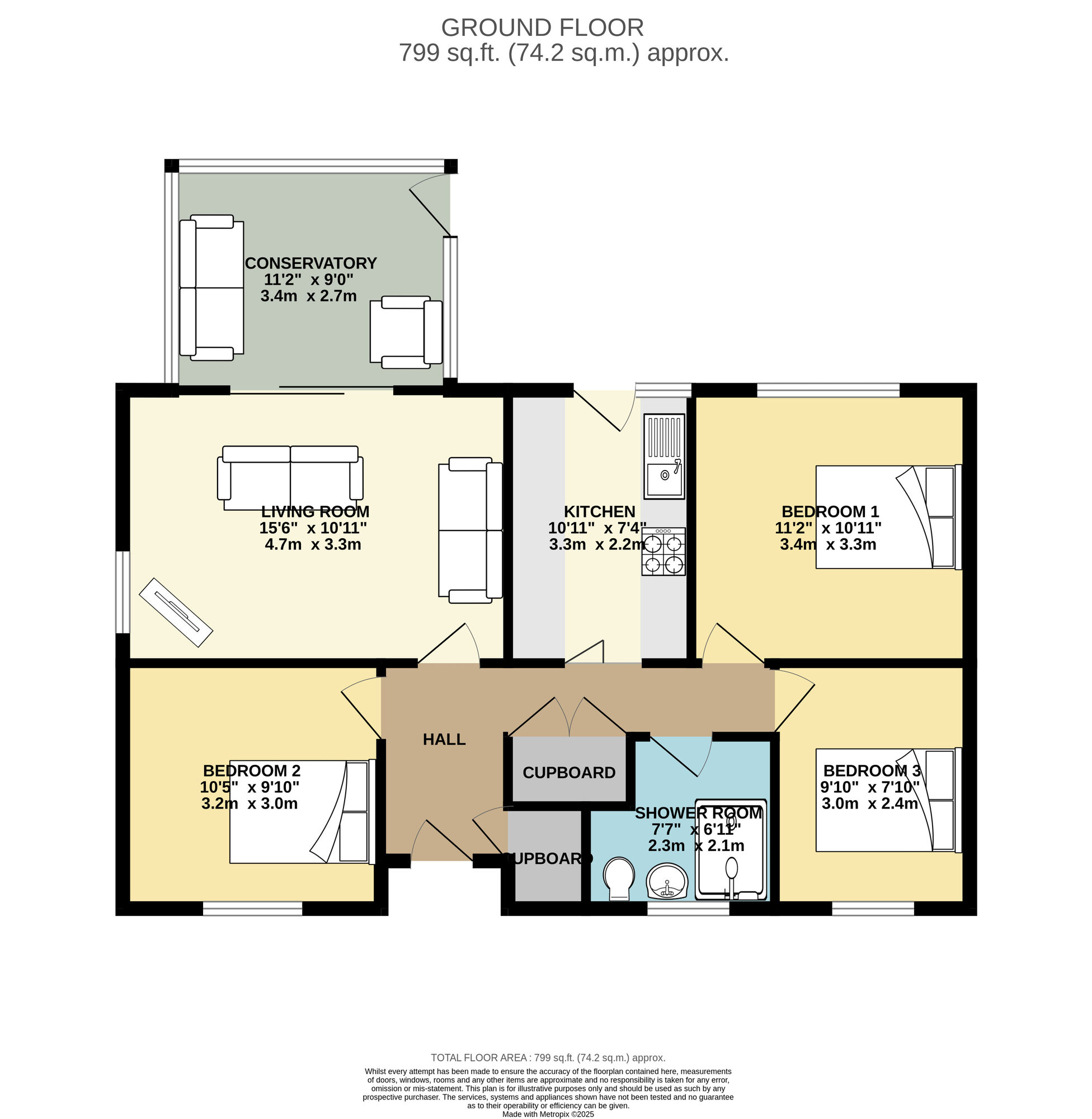 Floorplan of 3 bedroom Detached Bungalow for sale, Cherrywood Close, Leeds, West Yorkshire, LS14