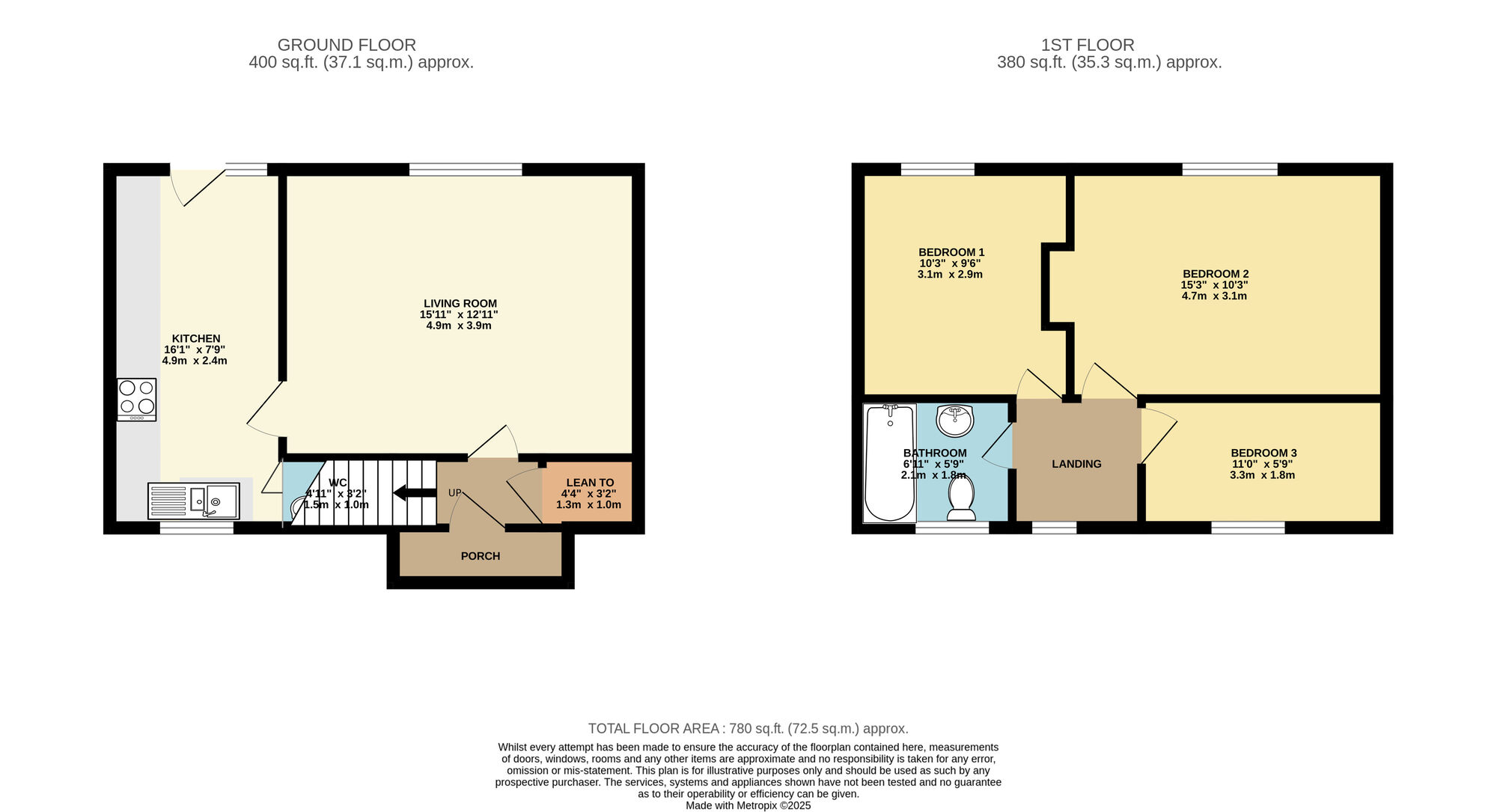 Floorplan of 3 bedroom Semi Detached House to rent, Poole Mount, Leeds, West Yorkshire, LS15