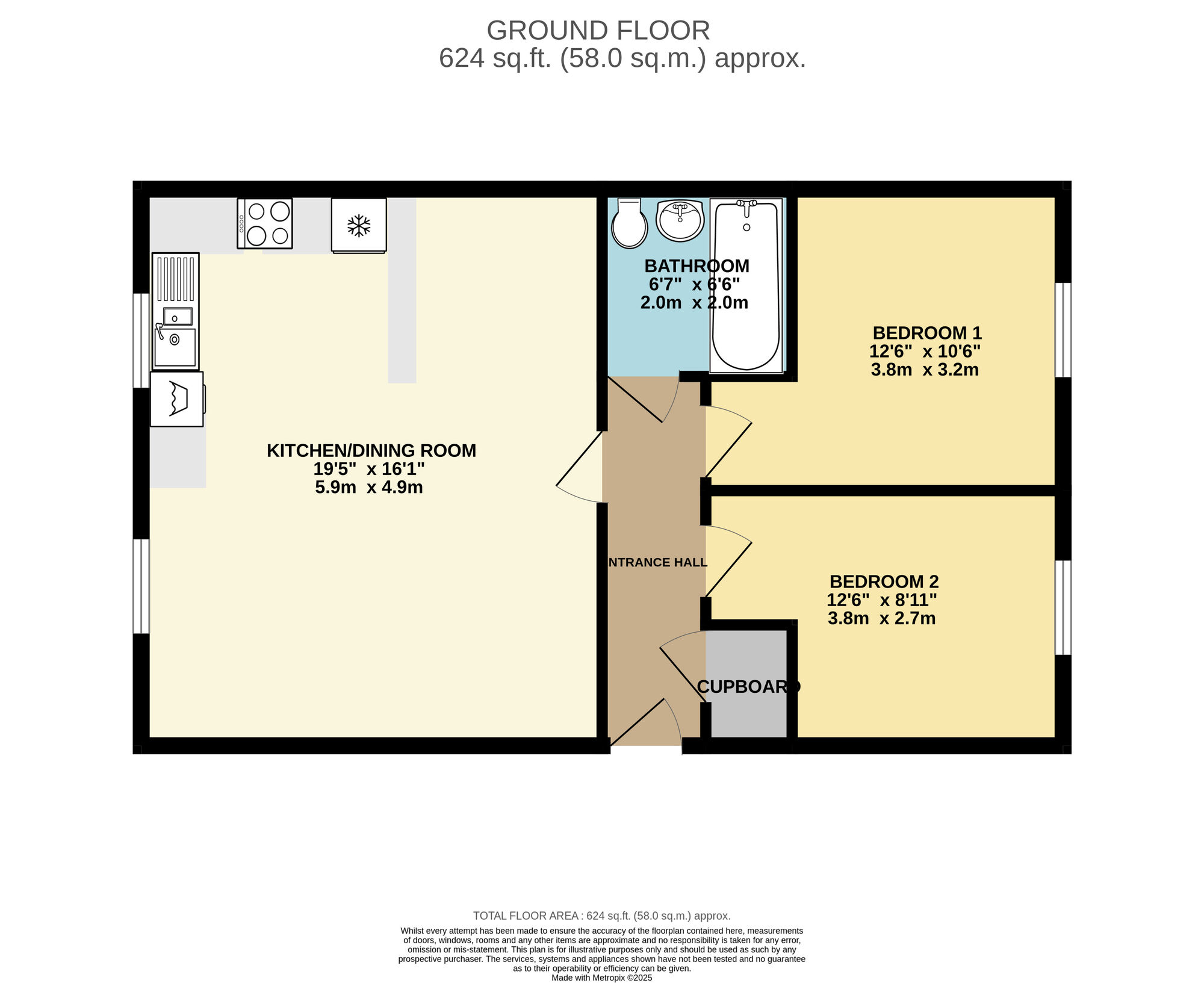 Floorplan of 2 bedroom  Flat to rent, Holly Way, Leeds, West Yorkshire, LS14