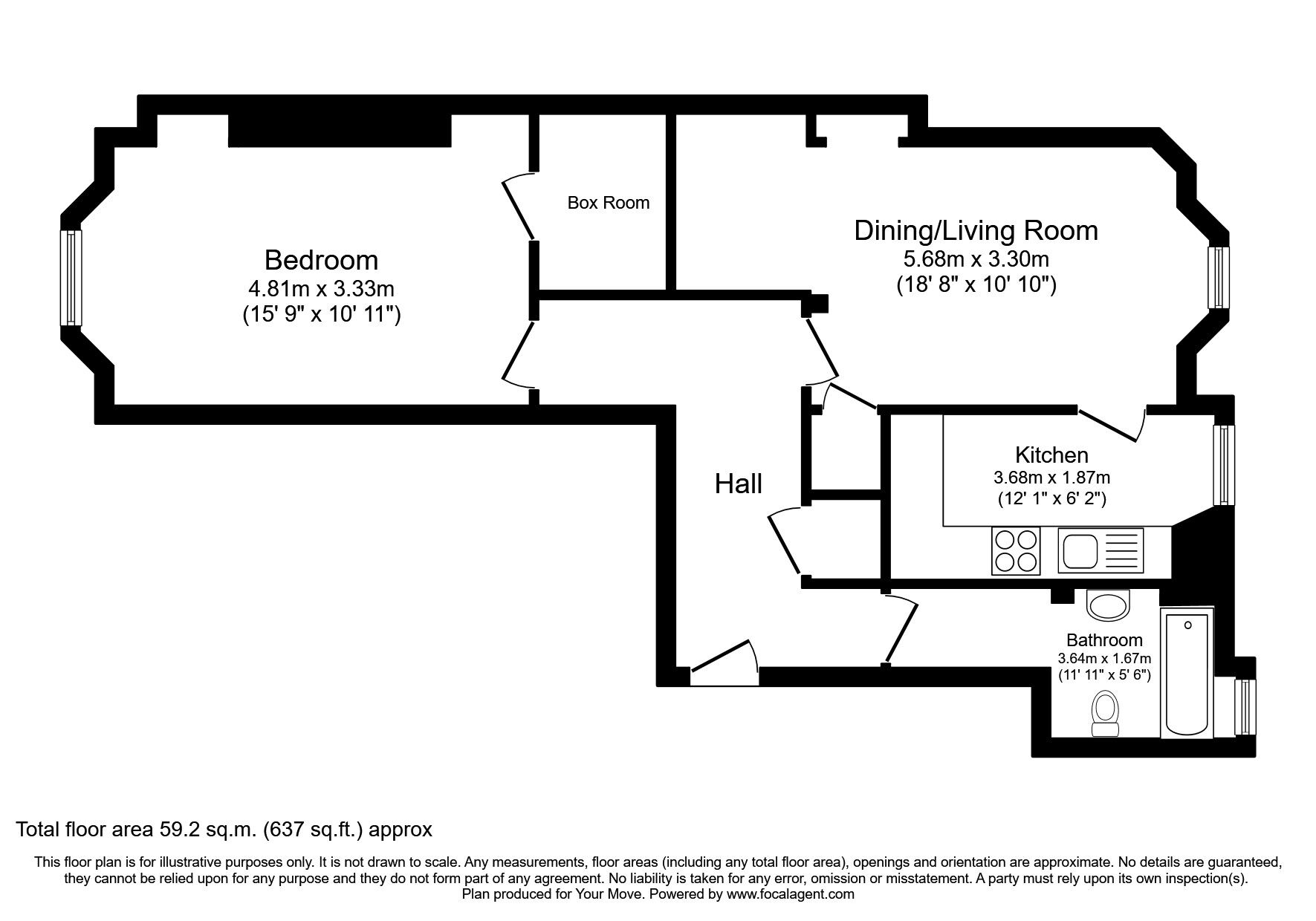 Floorplan of 1 bedroom  Flat to rent, Dalmeny Street, Edinburgh, Midlothian, EH6