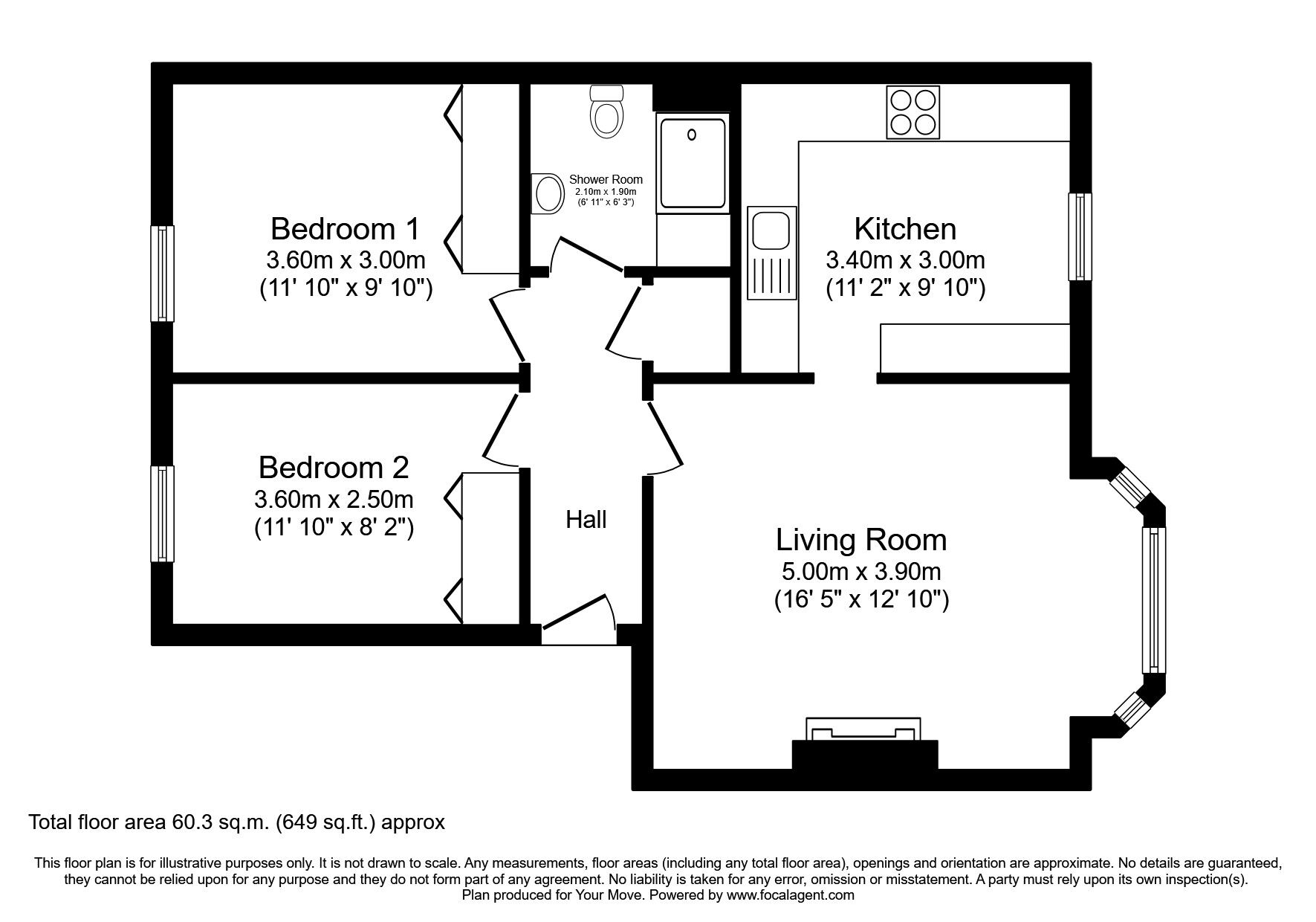 Floorplan of 2 bedroom  Flat to rent, Dicksonfield, Edinburgh, Midlothian, EH7