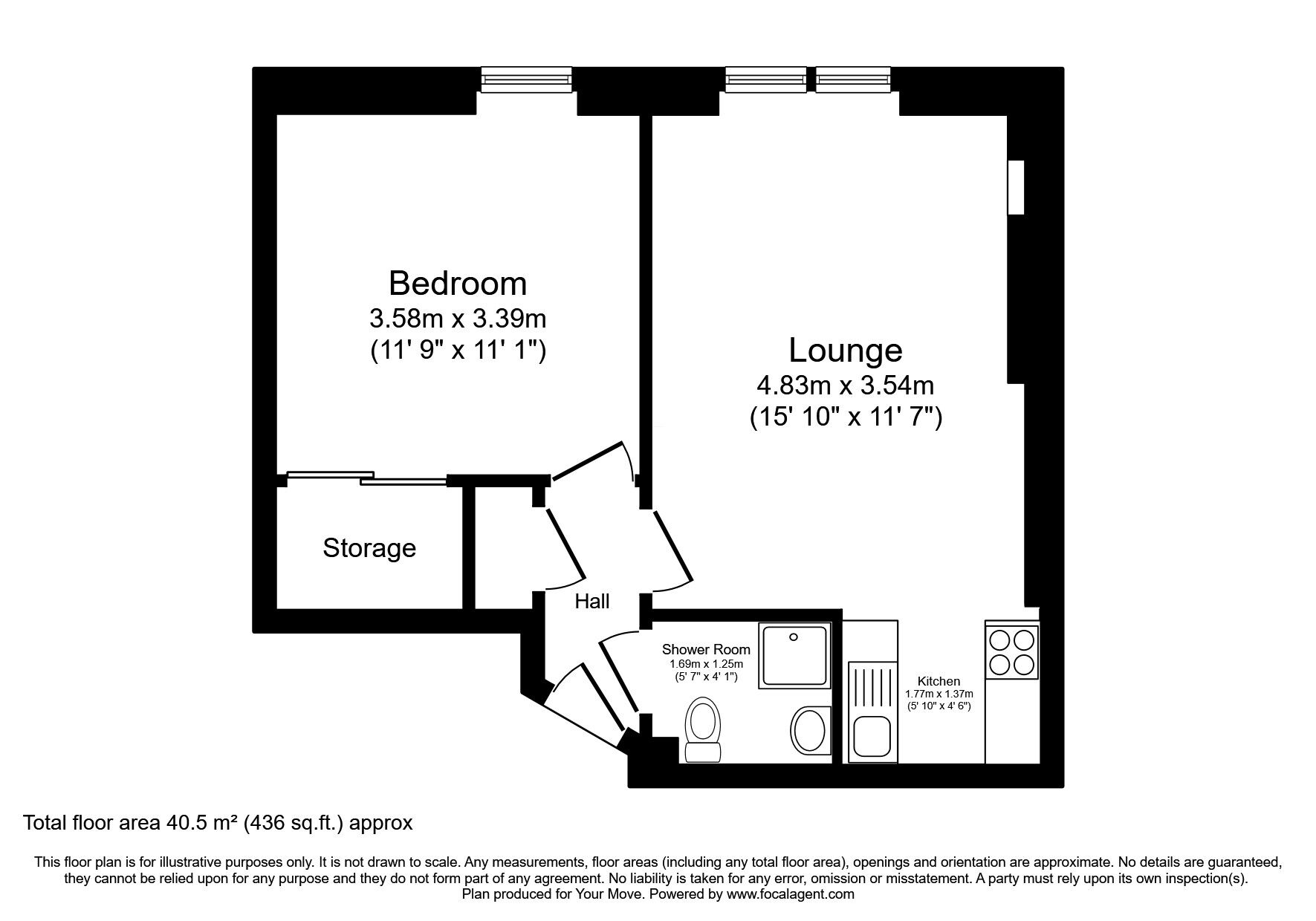 Floorplan of 1 bedroom  Flat for sale, Newton Street, Edinburgh, Midlothian, EH11