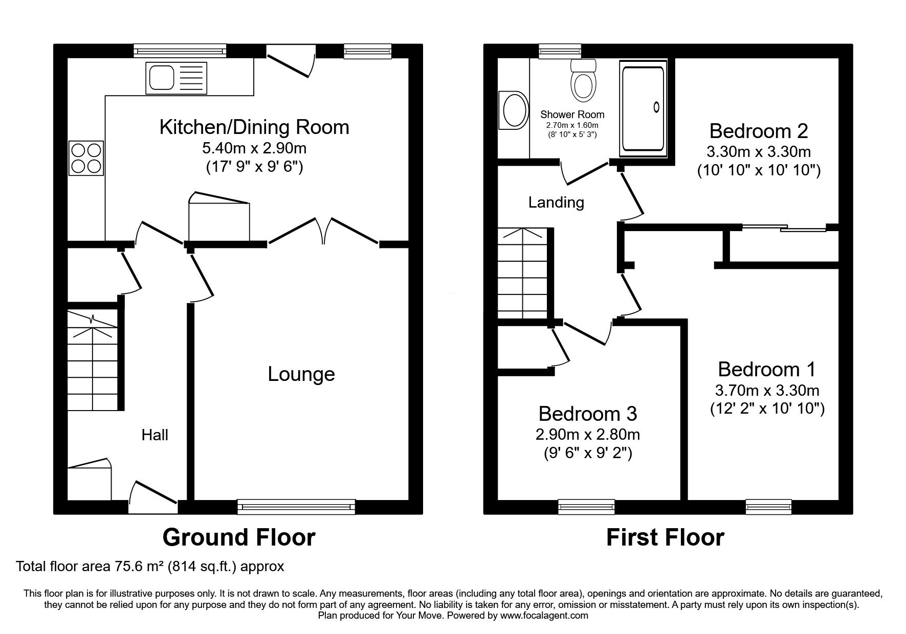 Floorplan of 3 bedroom Mid Terrace House for sale, Morvenside, Edinburgh, Midlothian, EH14