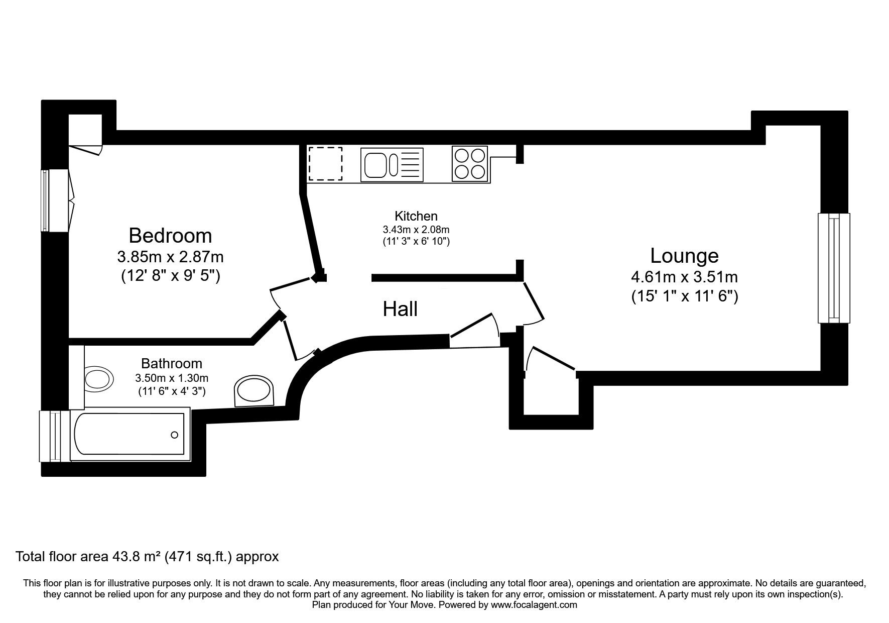 Floorplan of 1 bedroom  Flat for sale, Dalmeny Street, Edinburgh, Midlothian, EH6