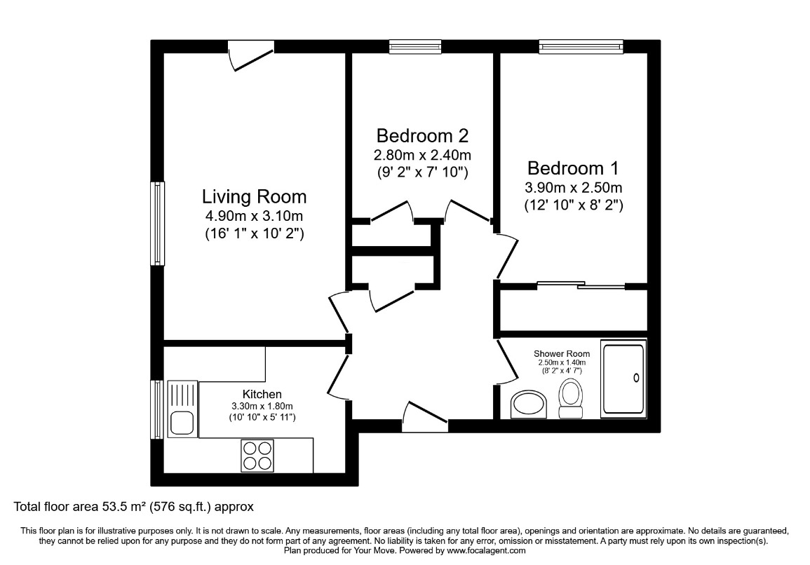 Floorplan of 2 bedroom  Flat to rent, Kyle Place, Edinburgh, Midlothian, EH7