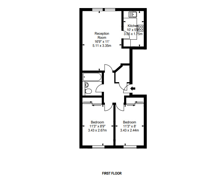 Floorplan of 2 bedroom  Flat to rent, New Bells Court, Edinburgh, EH6