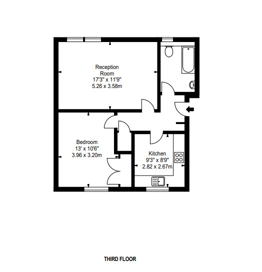 Floorplan of 1 bedroom  Flat to rent, St. Triduanas Rest, Edinburgh, Midlothian, EH7