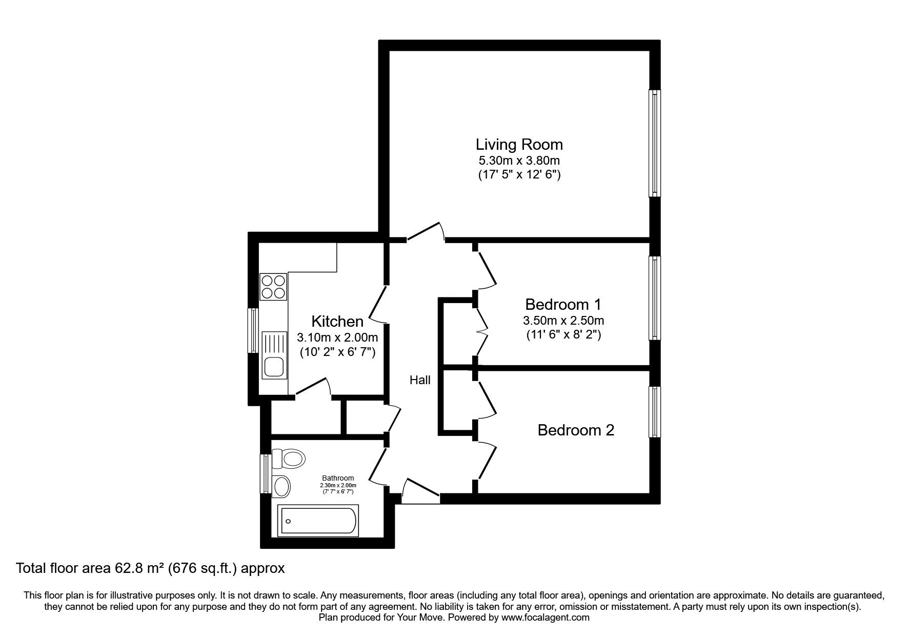 Floorplan of 2 bedroom  Flat for sale, 2 St. Triduanas Rest, Edinburgh, Midlothian, EH7