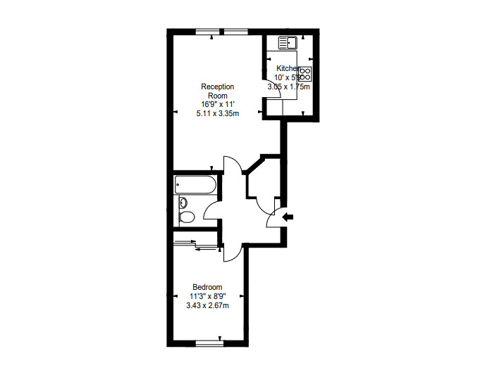 Floorplan of 1 bedroom  Flat to rent, New Bells Court, Edinburgh, City of Edinburgh, EH6