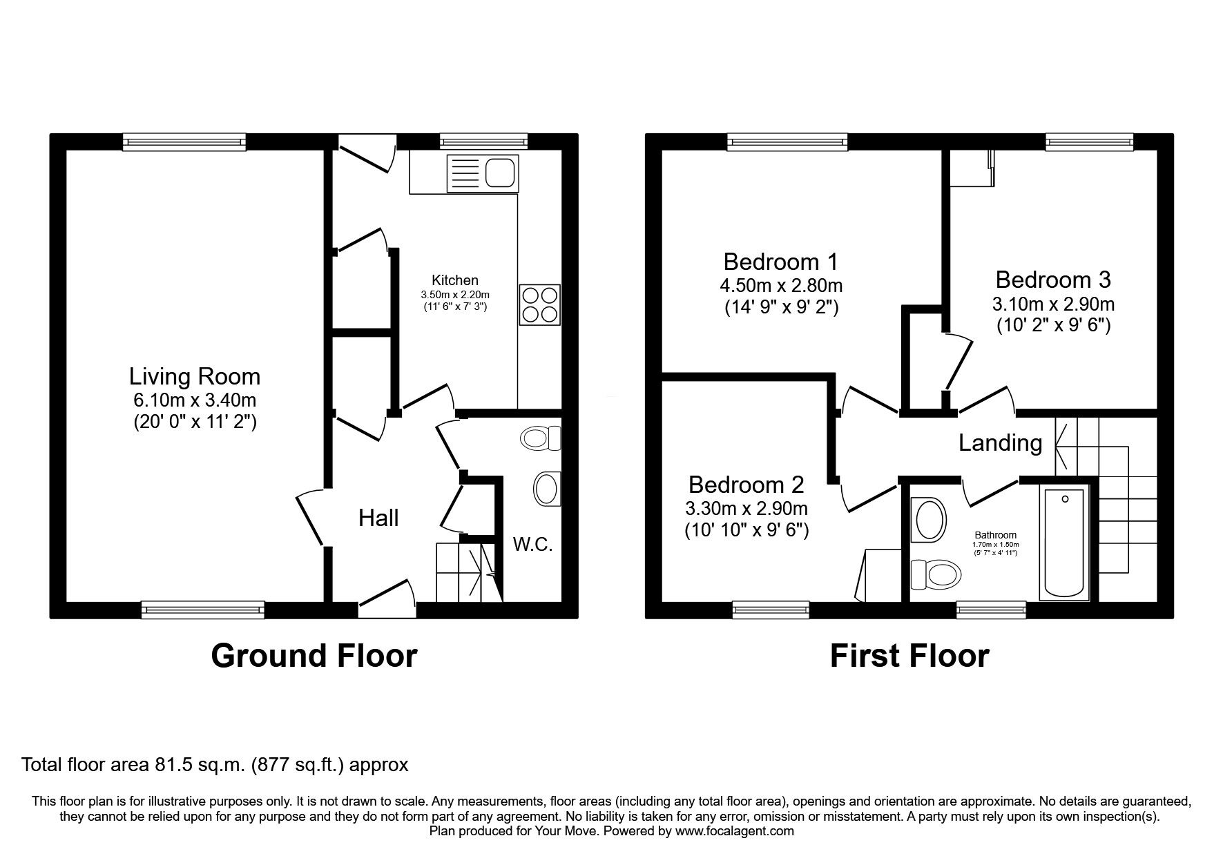 Floorplan of 3 bedroom End Terrace House for sale, Hazeldean Terrace, Edinburgh, Midlothian, EH16