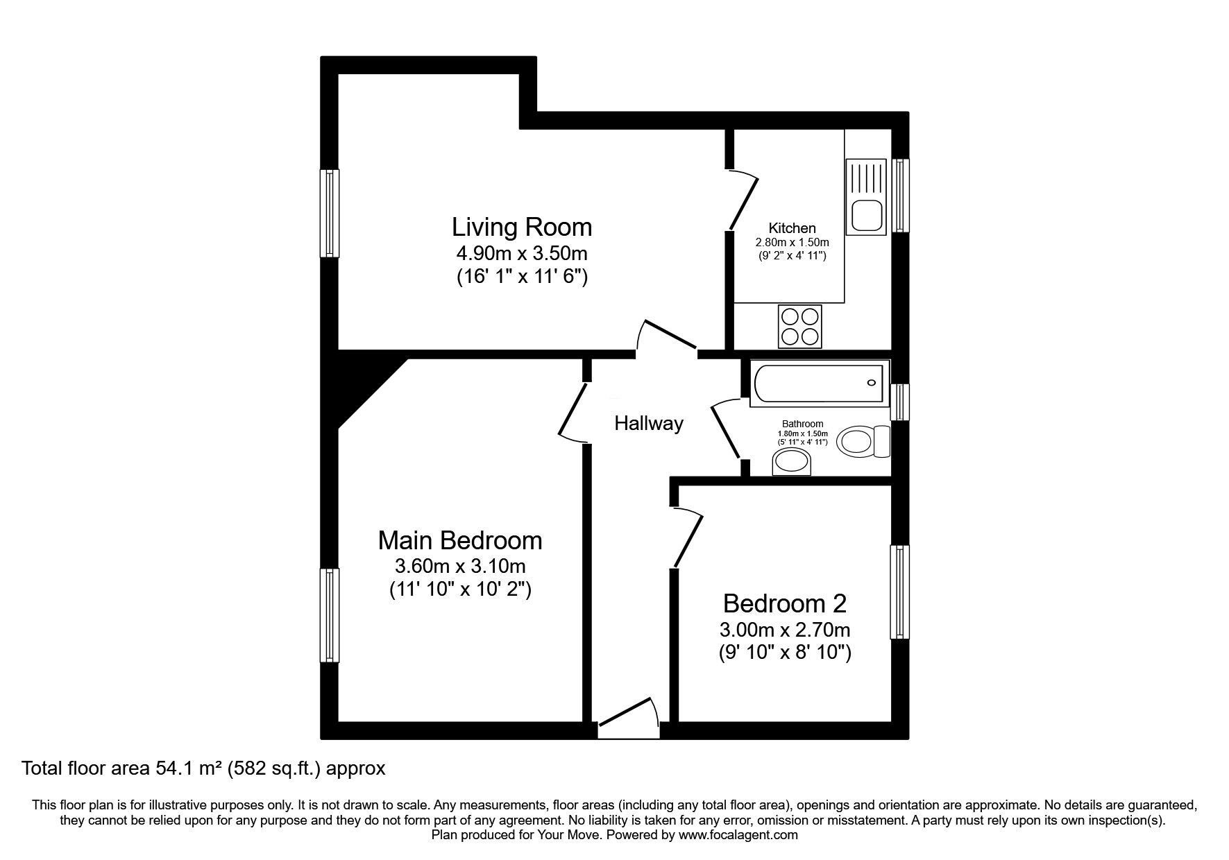 Floorplan of 2 bedroom  Flat for sale, Saughton Park, Edinburgh, EH12