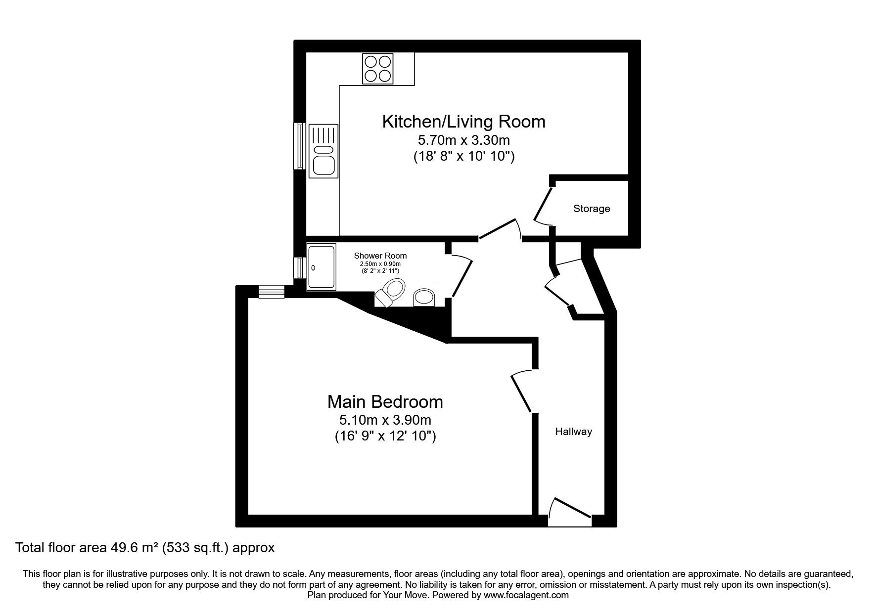 Floorplan of 1 bedroom  Flat for sale, Albion Road, Edinburgh, Midlothian, EH7