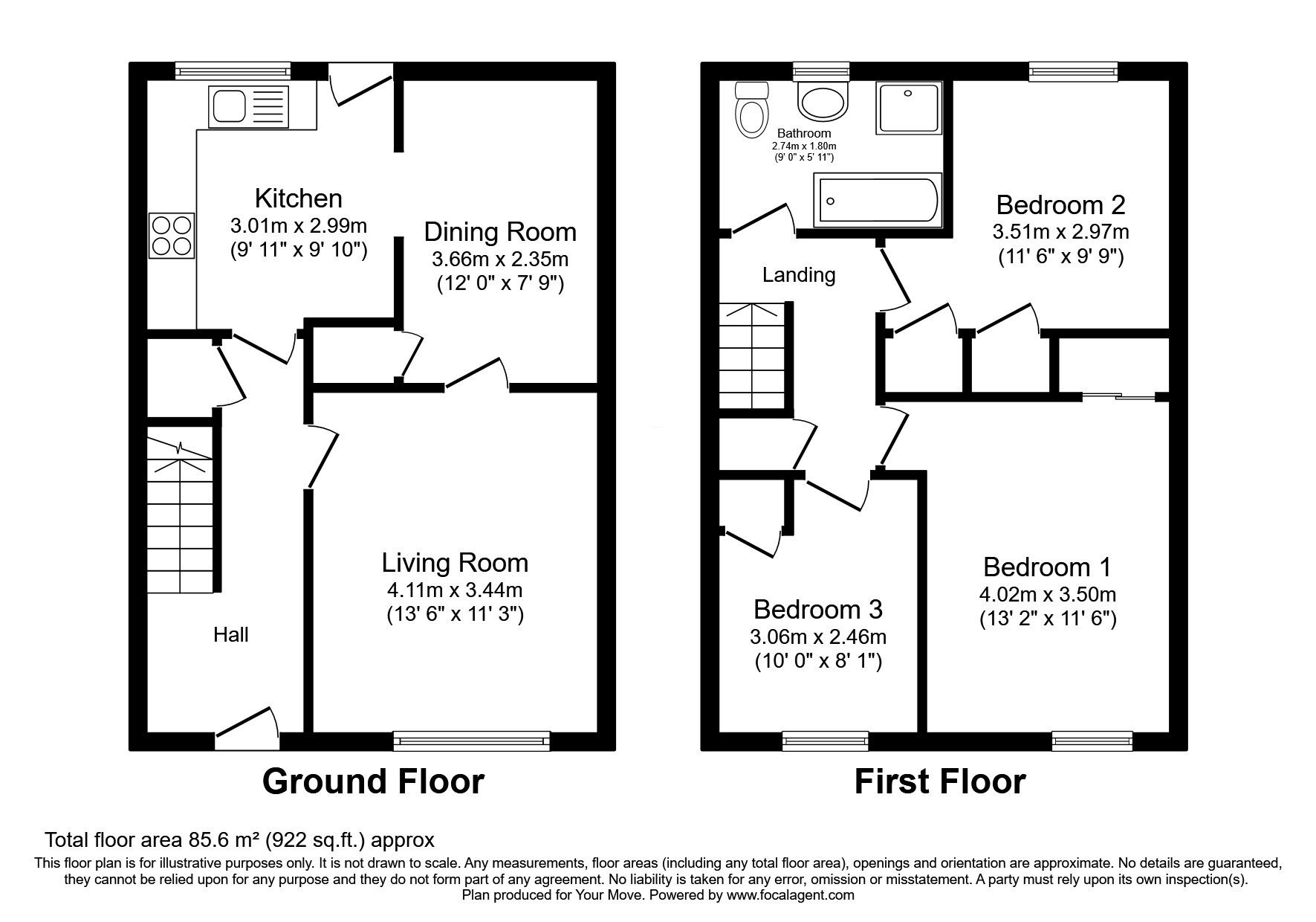 Floorplan of 3 bedroom Mid Terrace House for sale, McCallum Court, Armadale, West Lothian, EH48