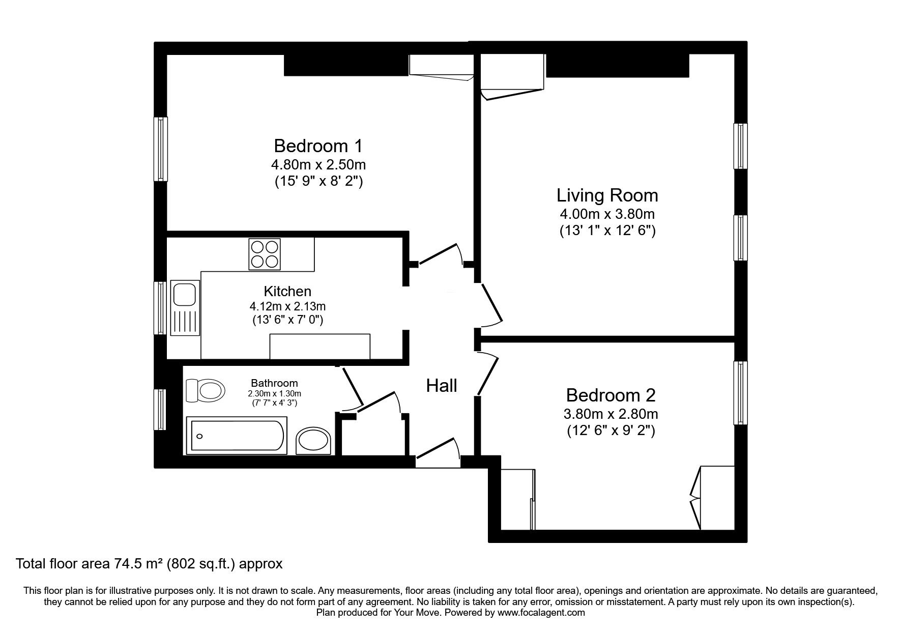 Floorplan of 2 bedroom  Flat for sale, South Sloan Street, Edinburgh, Midlothian, EH6