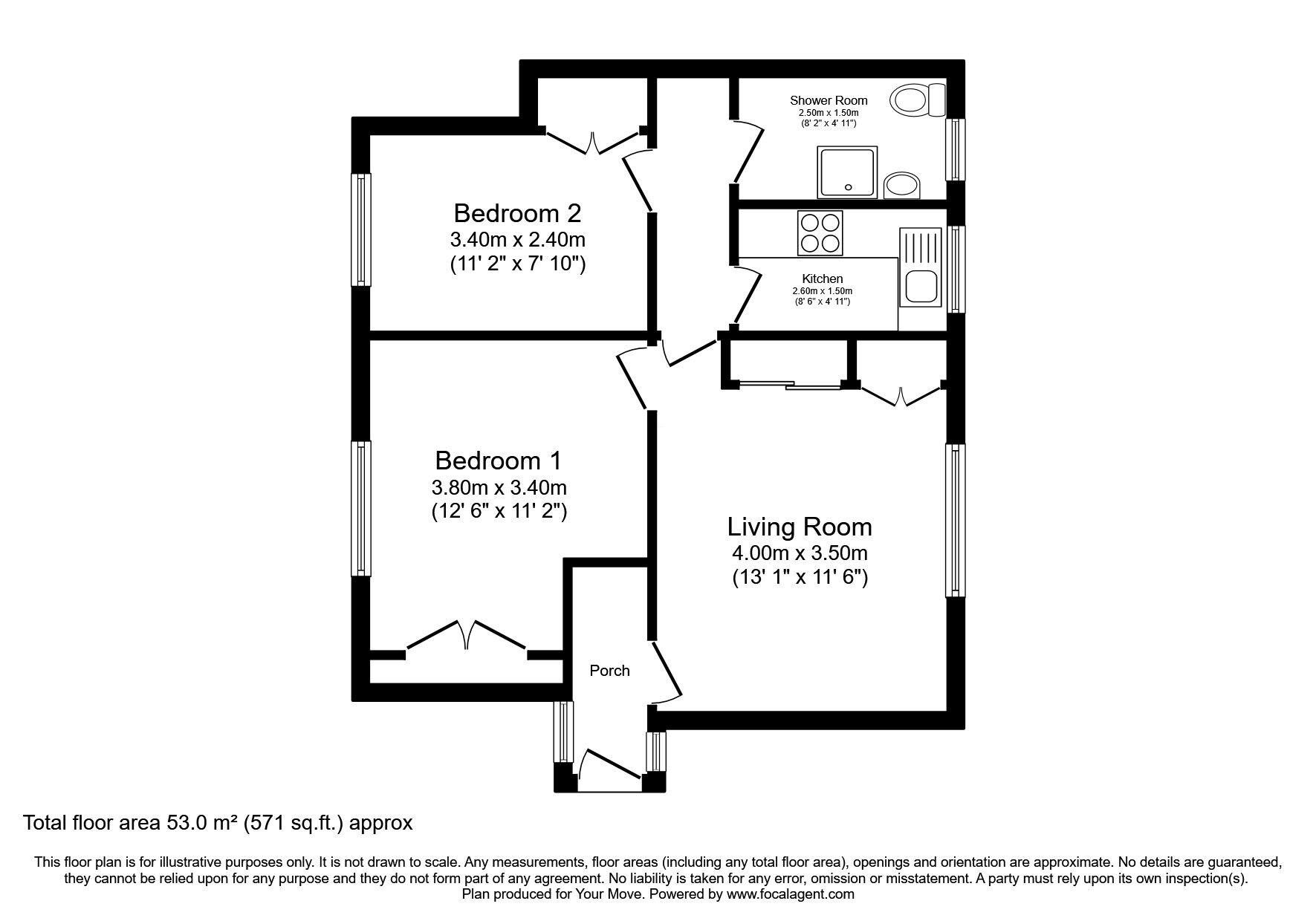 Floorplan of 2 bedroom  Flat for sale, Lochend Gardens, Edinburgh, Midlothian, EH7