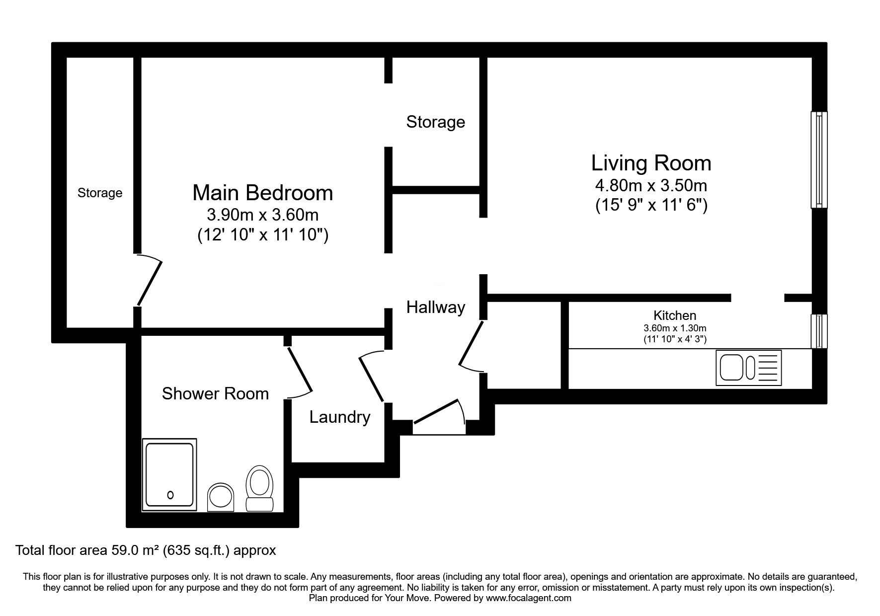 Floorplan of 1 bedroom  Flat for sale, Parkside Street, Edinburgh, EH8