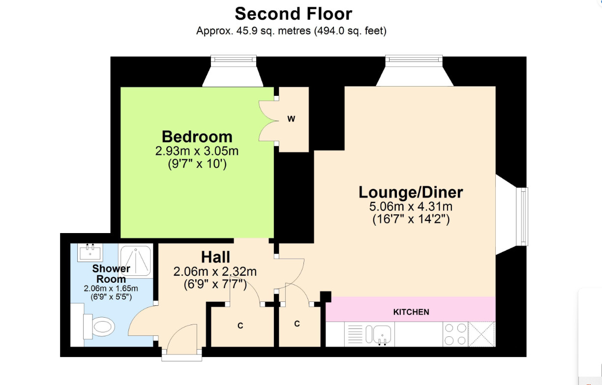 Floorplan of 1 bedroom  Flat for sale, Commercial Wharf, Edinburgh, Midlothian, EH6