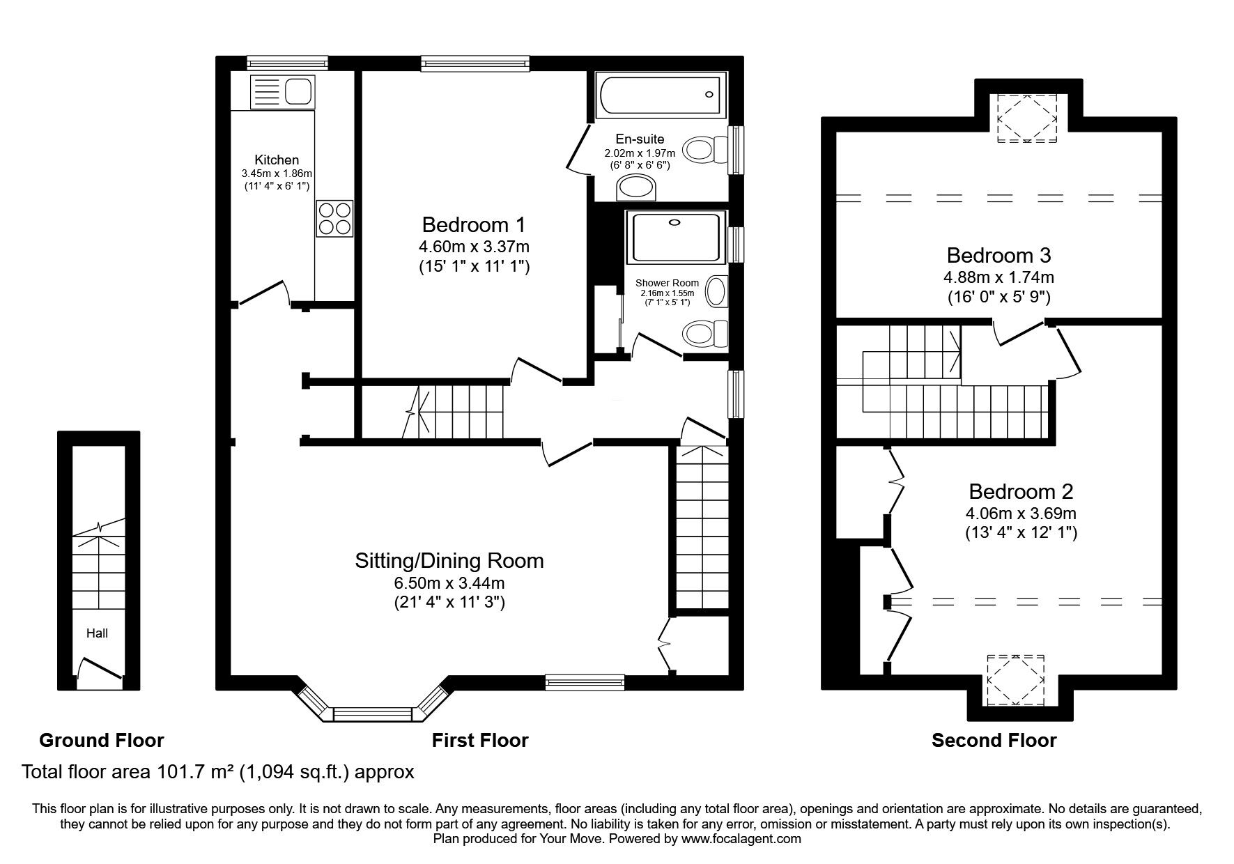 Floorplan of 3 bedroom  Flat for sale, Pilton Avenue, Edinburgh, Midlothian, EH5