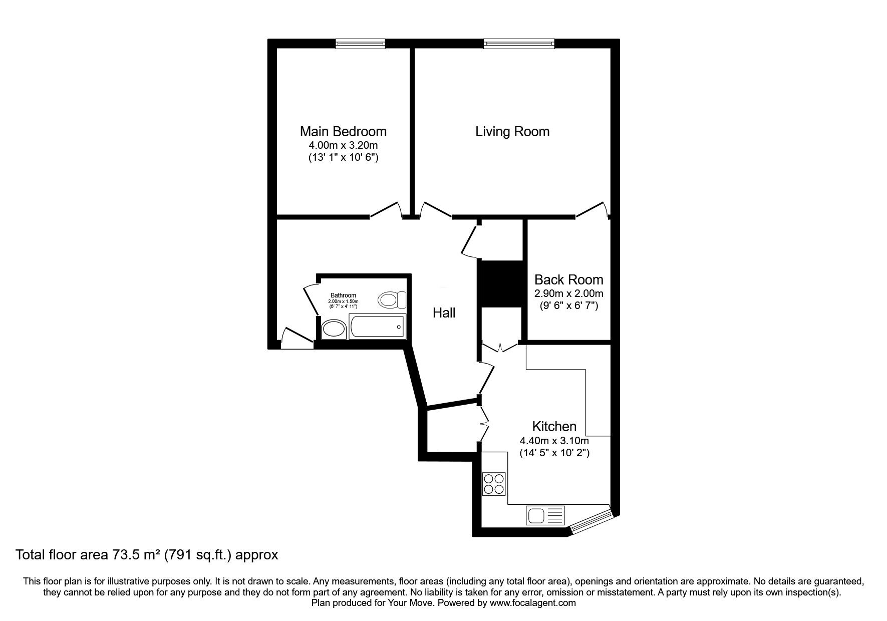 Floorplan of 1 bedroom  Flat for sale, Brunswick Place, Edinburgh, Midlothian, EH7