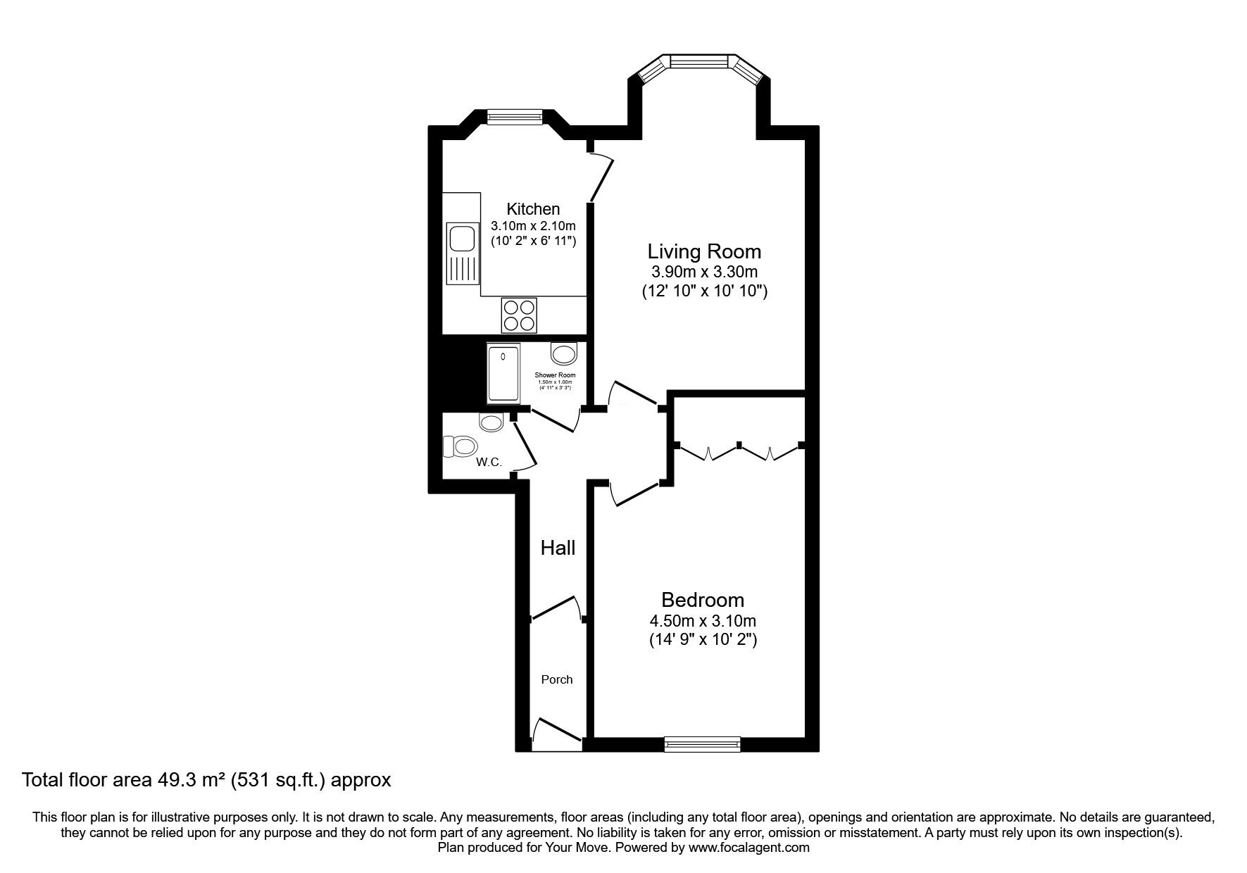 Floorplan of 1 bedroom End Terrace Flat for sale, Woodville Terrace, Edinburgh, Midlothian, EH6