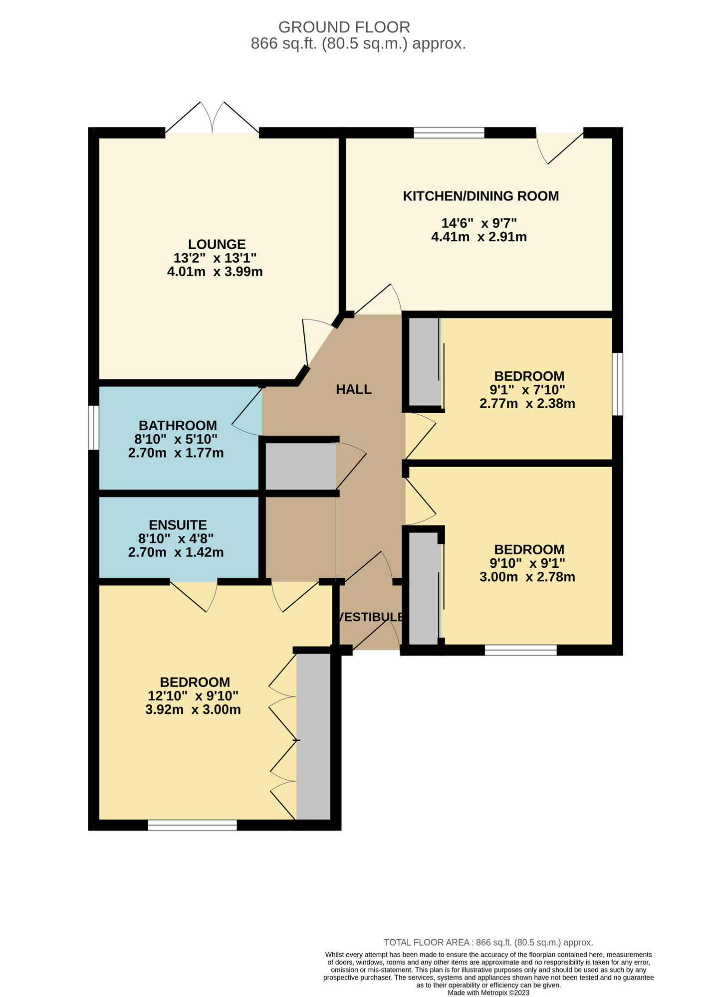 Floorplan of 3 bedroom Detached Bungalow to rent, Pentland View, Kennoway, Leven, KY8