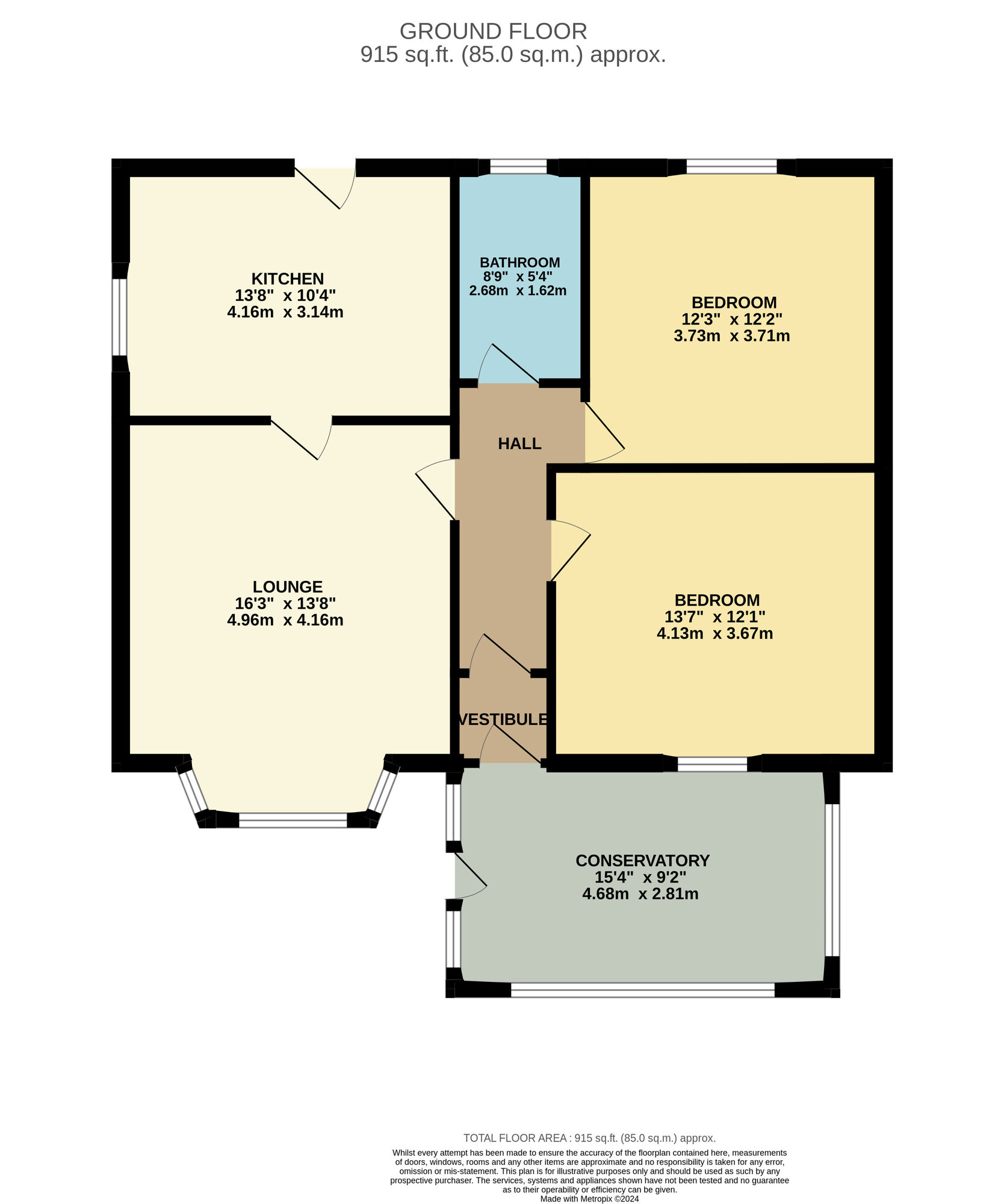 Floorplan of 2 bedroom Detached Bungalow for sale, Windygates Road, Leven, Fife, KY8