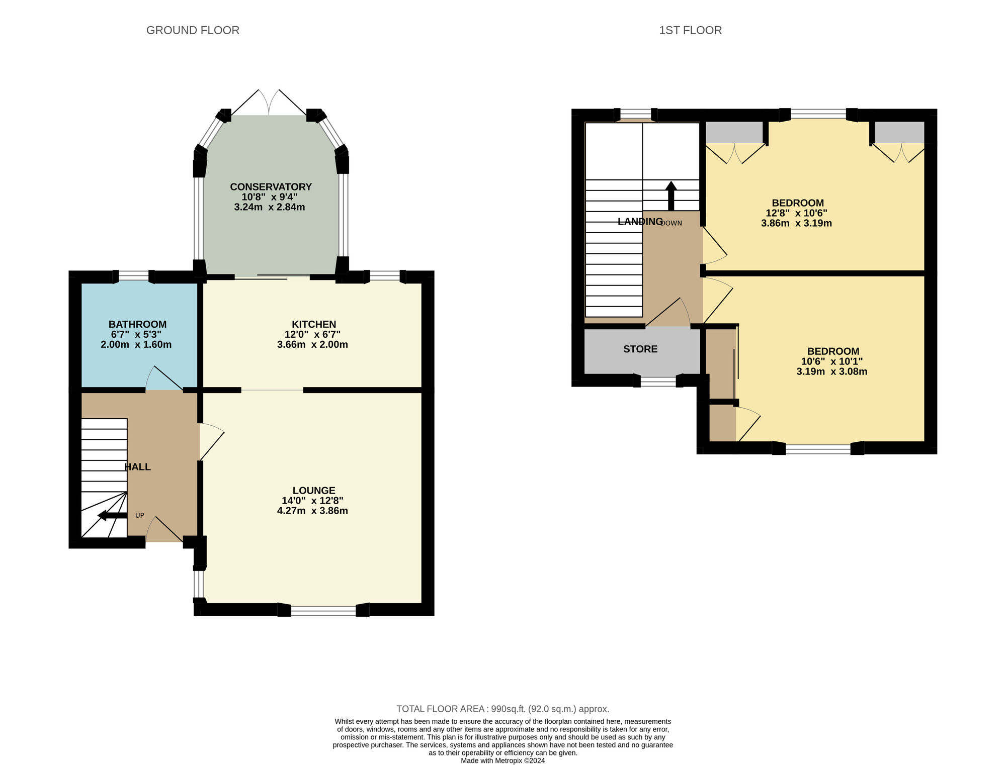 Floorplan of 2 bedroom Mid Terrace House for sale, Brown Crescent, Methilhill, Fife, KY8