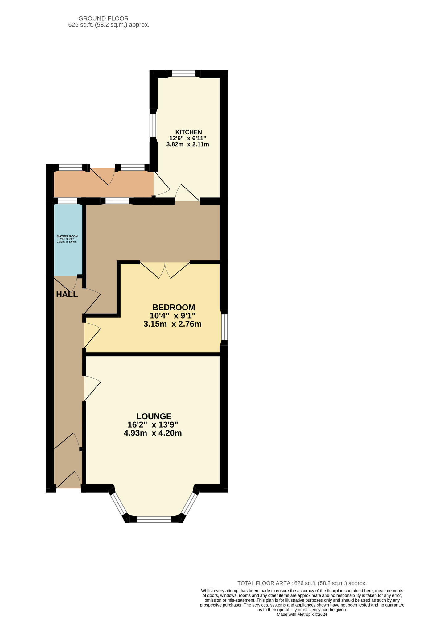 Floorplan of 1 bedroom  Flat for sale, Hawthorn Street, Leven, Fife, KY8