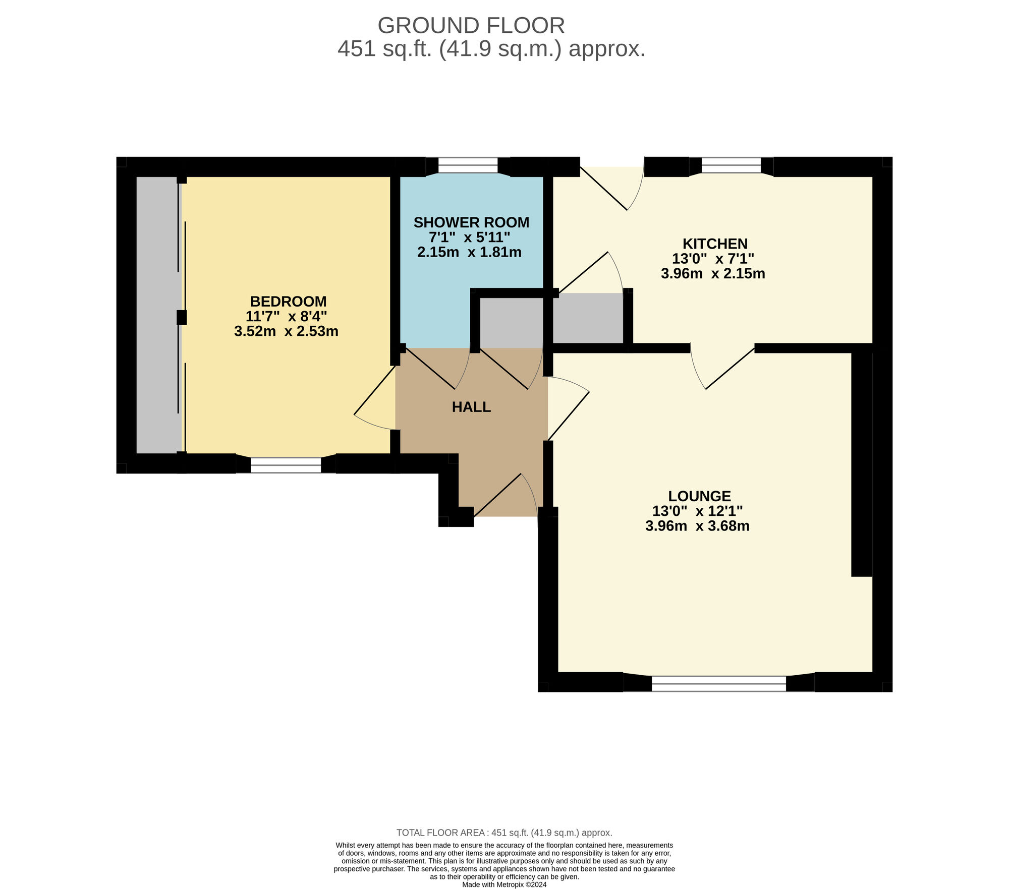 Floorplan of 1 bedroom Detached Bungalow for sale, Arnbeg, Leven, Fife, KY8