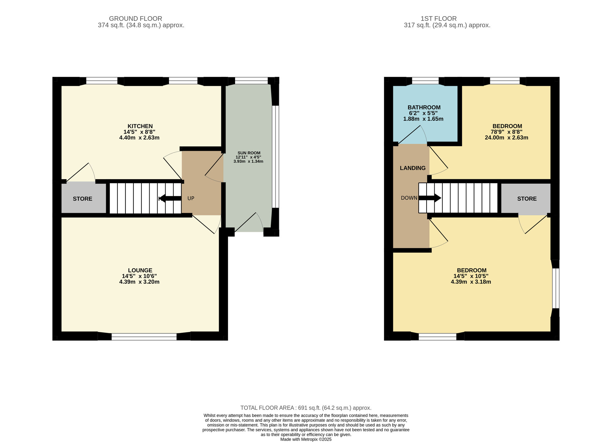 Floorplan of 2 bedroom Semi Detached House for sale, Keilburn, Lundin Links, Fife, KY8