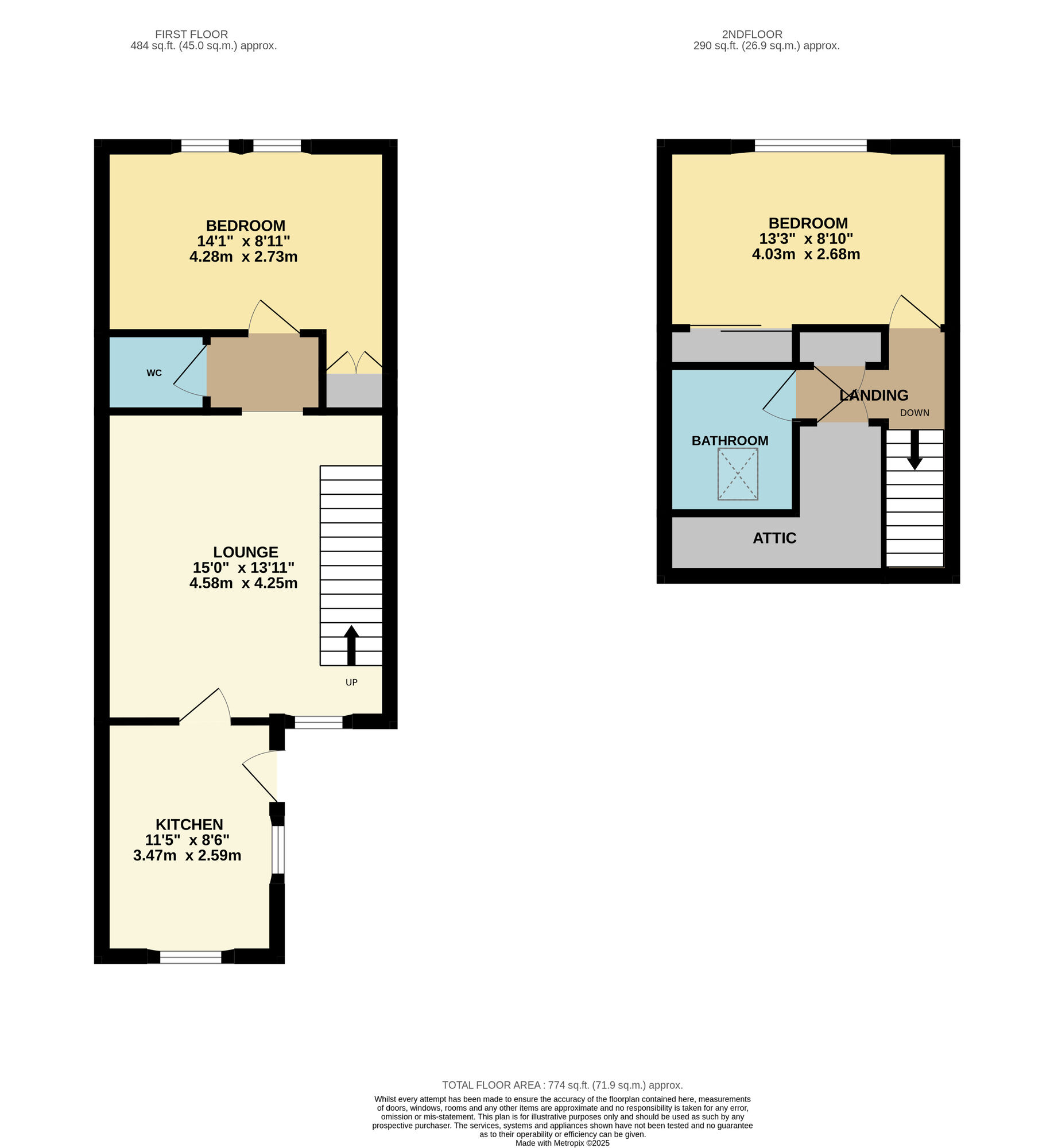 Floorplan of 2 bedroom End Terrace Flat for sale, Whyterose Terrace, Methil, Fife, KY8