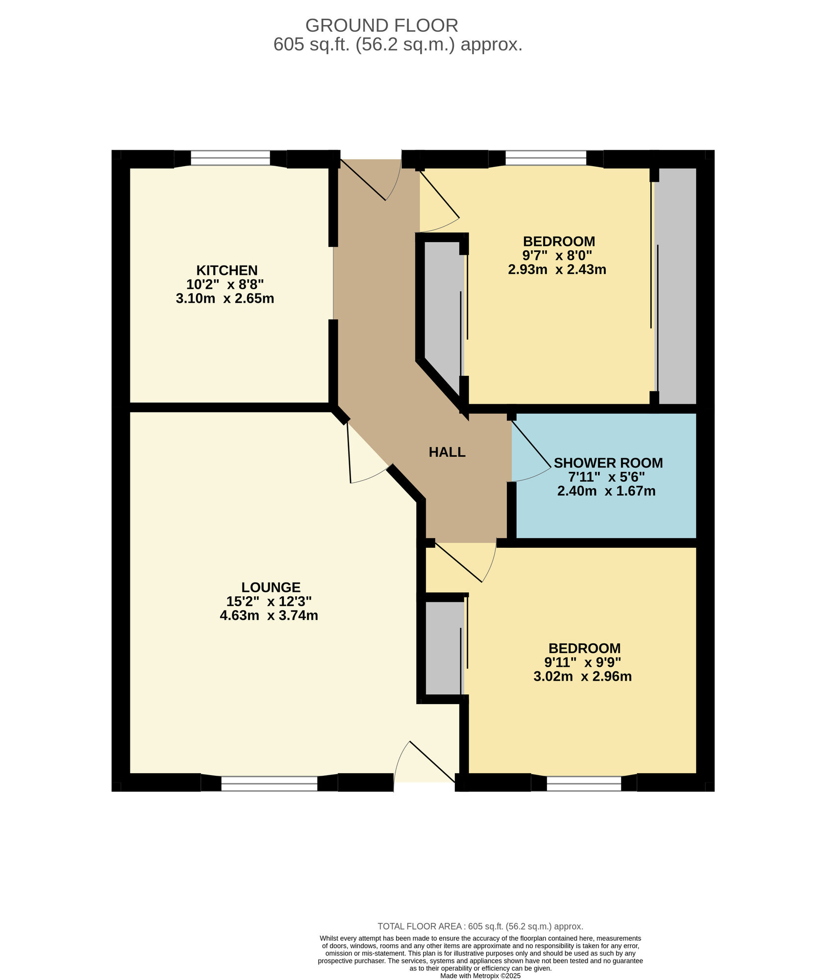 Floorplan of 2 bedroom Semi Detached Bungalow for sale, Pentland Park, Kennoway, Fife, KY8