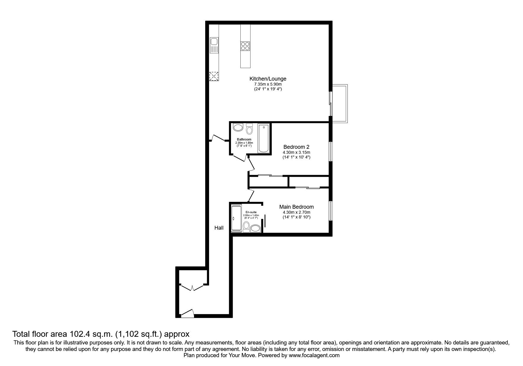 Floorplan of 2 bedroom  Flat to rent, Brayford Street, Lincoln, LN5