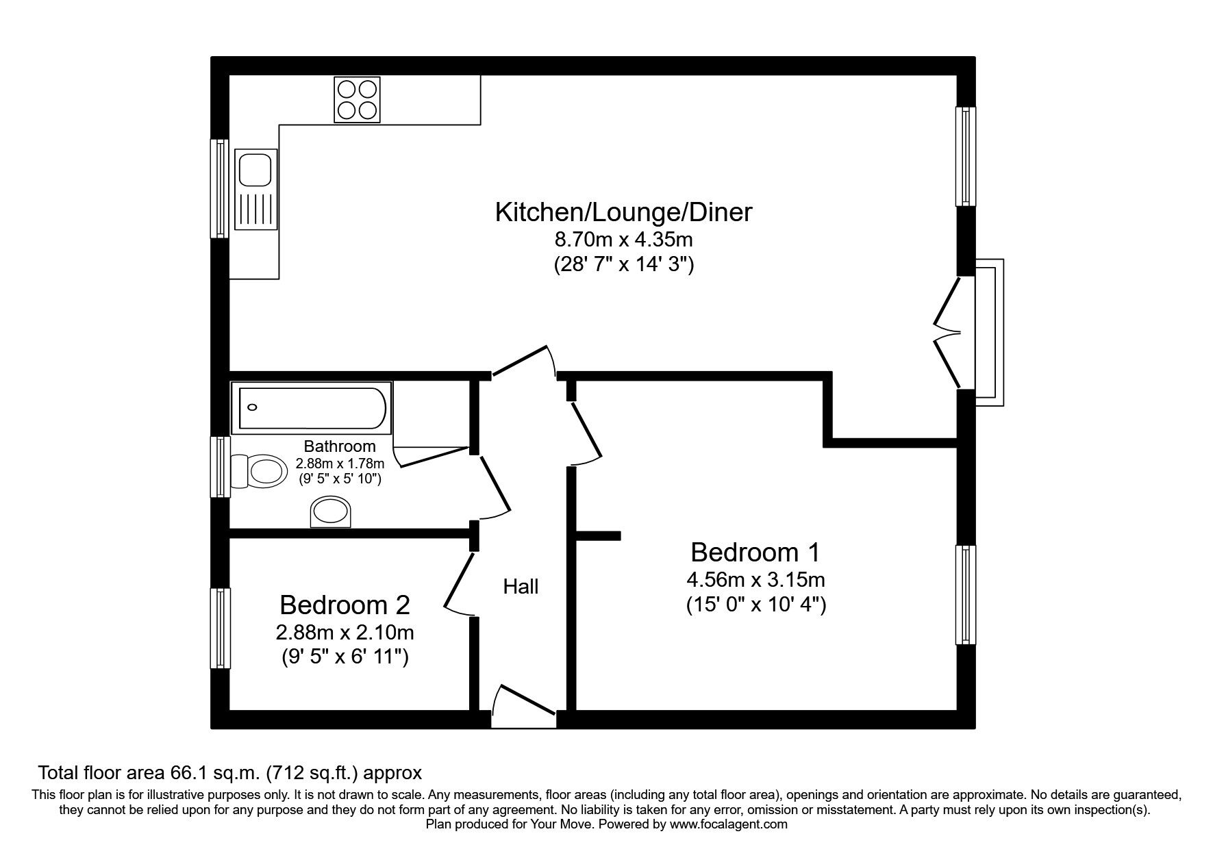 Floorplan of 2 bedroom  Flat to rent, Portland Street, Lincoln, LN5