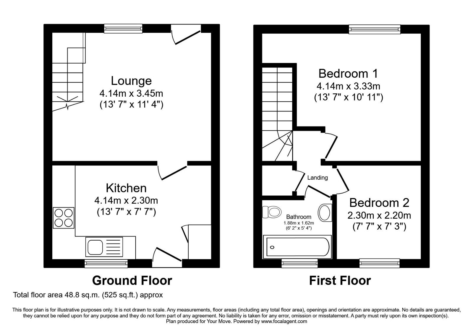 Floorplan of 2 bedroom Mid Terrace House to rent, Harrier Court, Lincoln, LN6