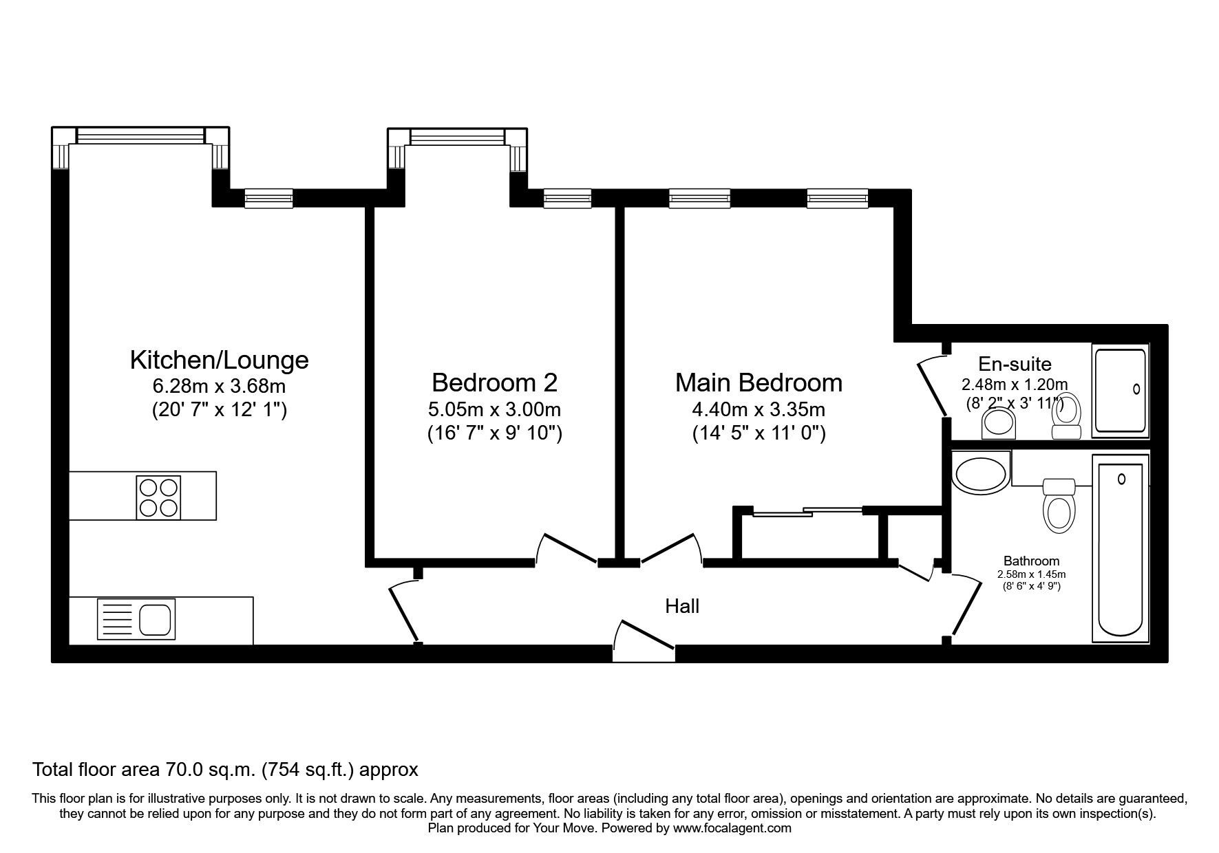 Floorplan of 2 bedroom  Flat to rent, Brayford Wharf North, Lincoln, Lincolnshire, LN1