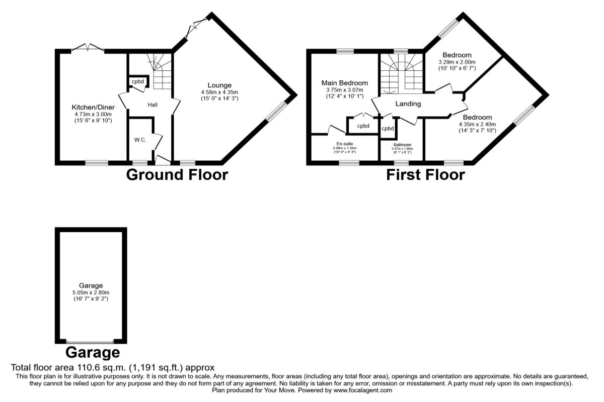 Floorplan of 3 bedroom Semi Detached House to rent, Honeysuckle Road, Witham St. Hughs, Lincoln, LN6