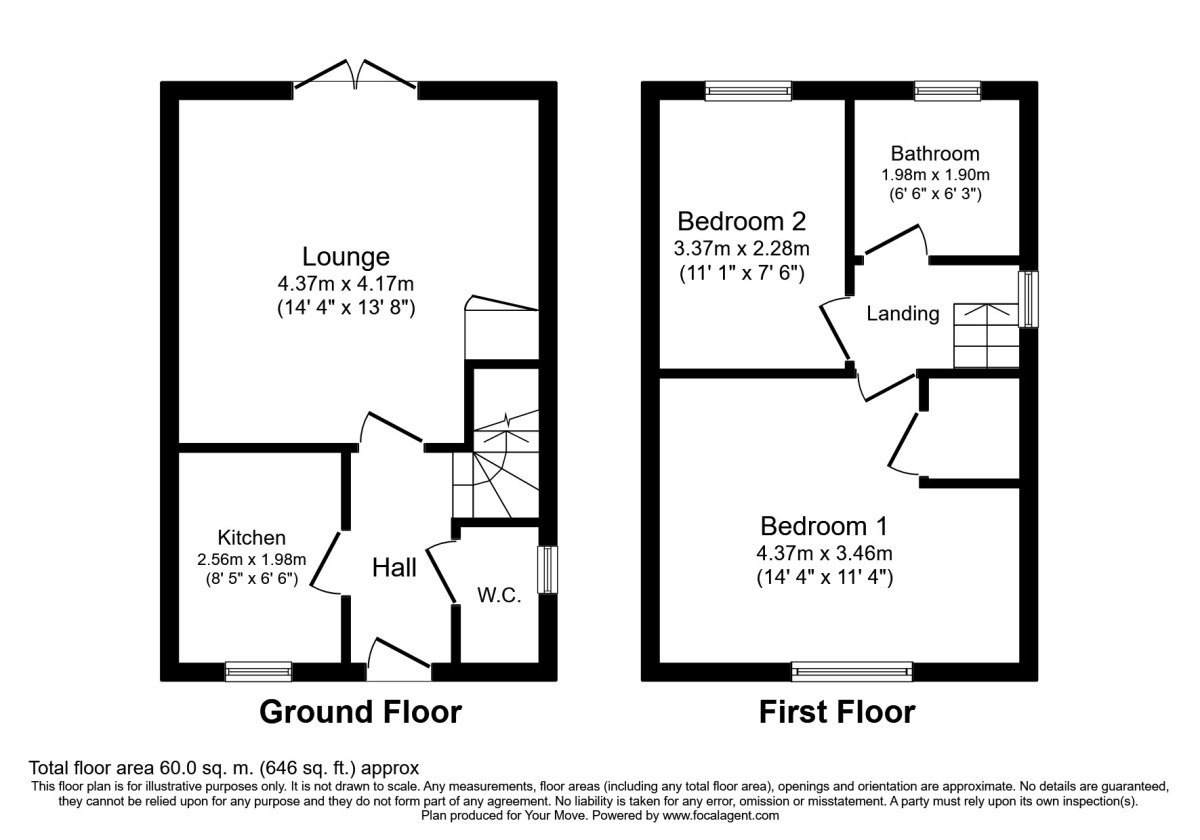 Floorplan of 2 bedroom Semi Detached House to rent, Spire Close, Lincoln, LN1