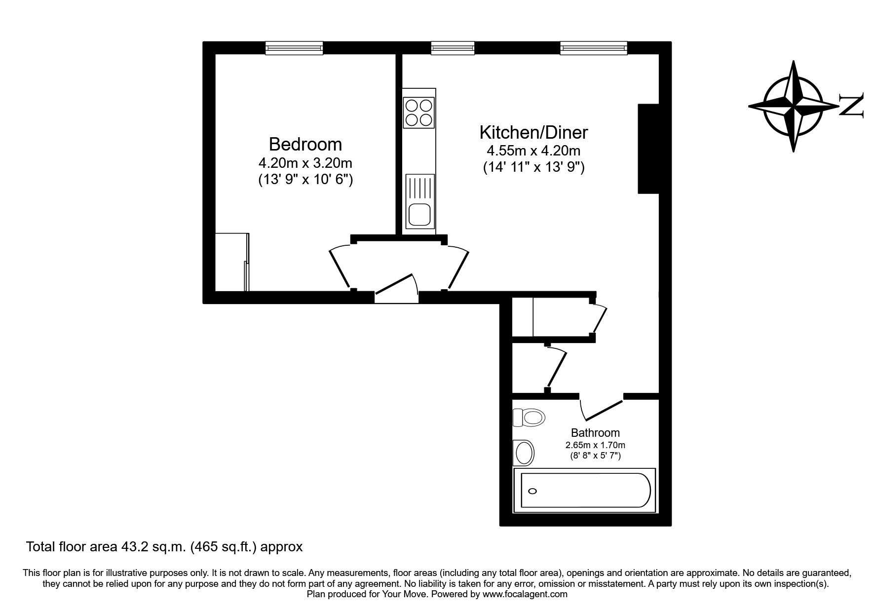 Floorplan of 1 bedroom  Flat to rent, Broadgate, Lincoln, LN2