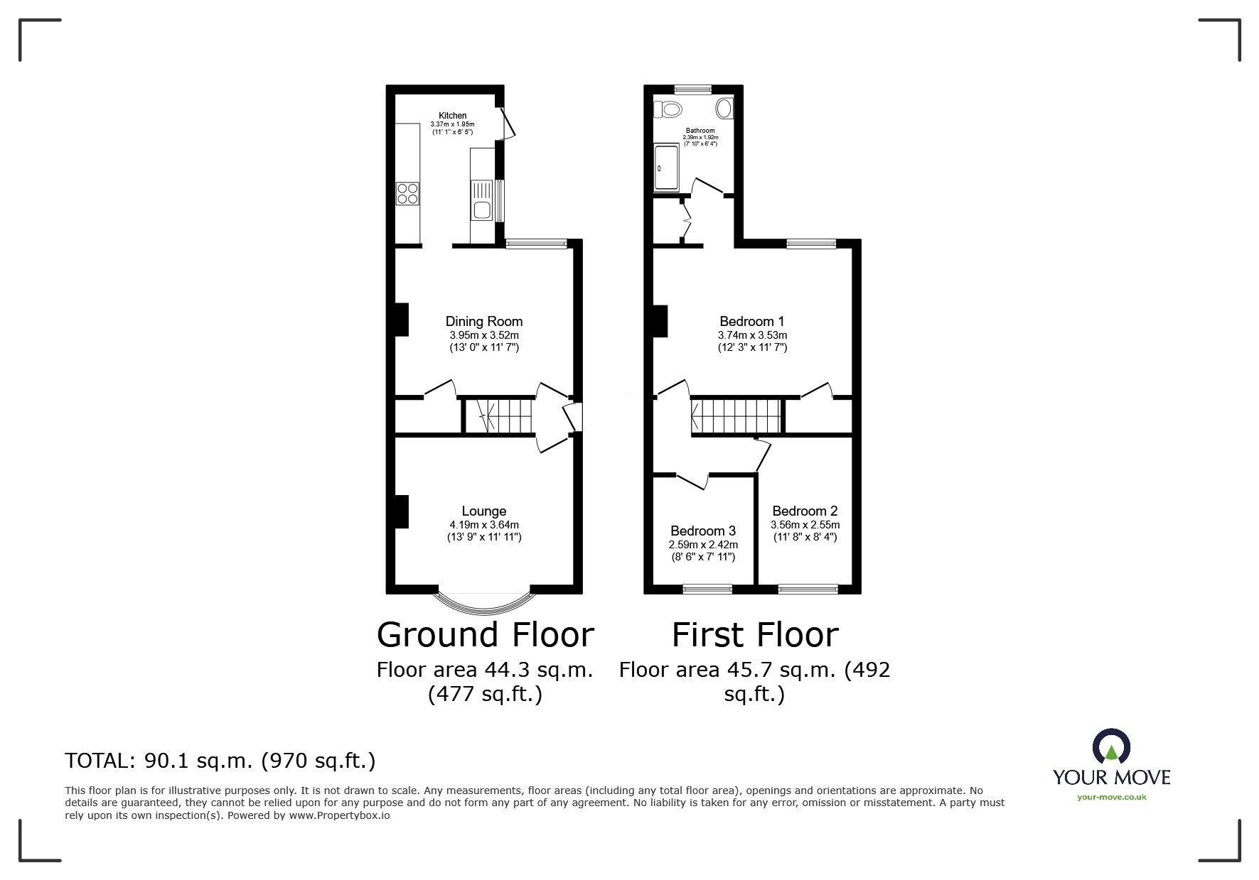 Floorplan of 3 bedroom Mid Terrace House for sale, Sincil Bank, Lincoln, Lincolnshire, LN5